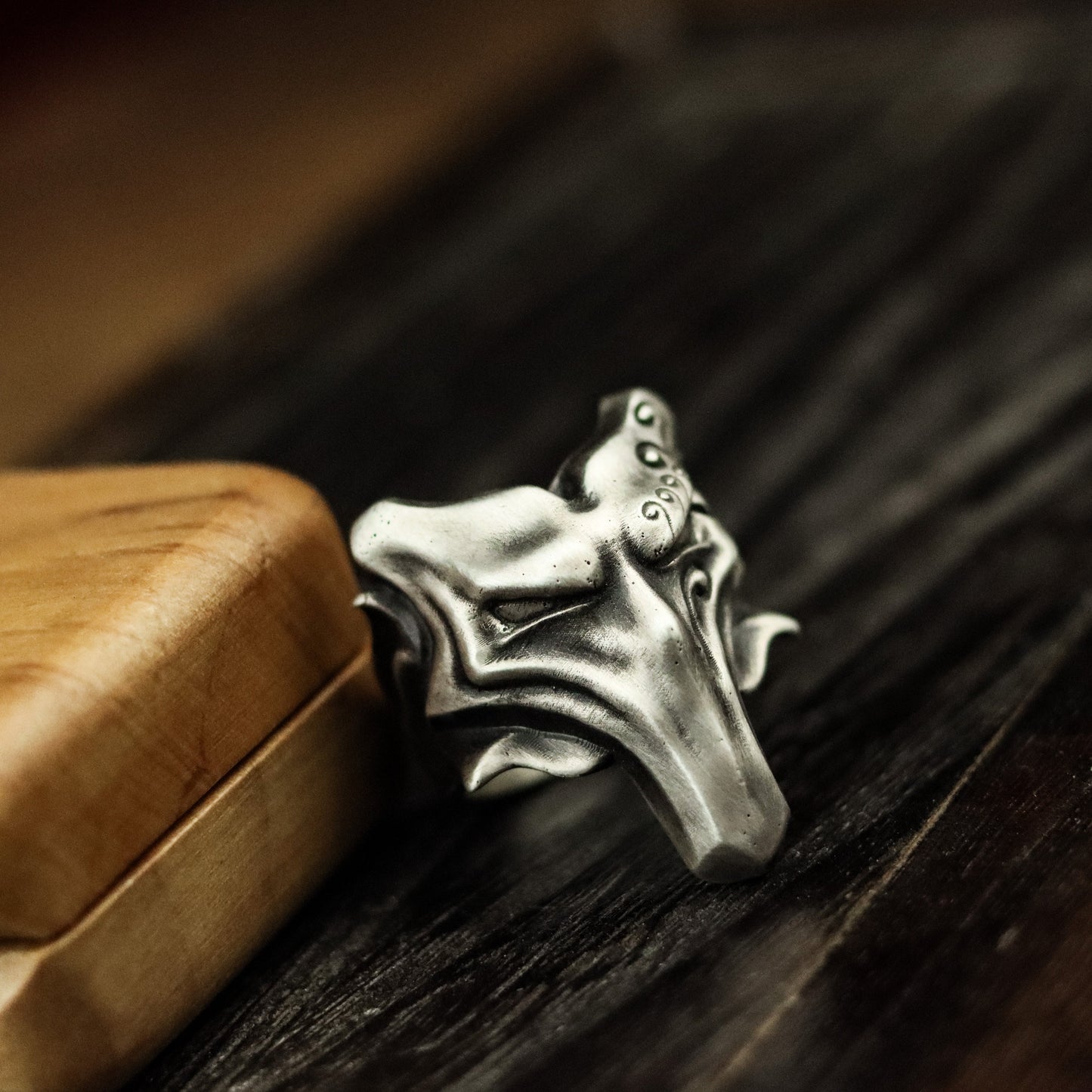 Vampire Wolf Mask Ring - 925 Silver Handmade