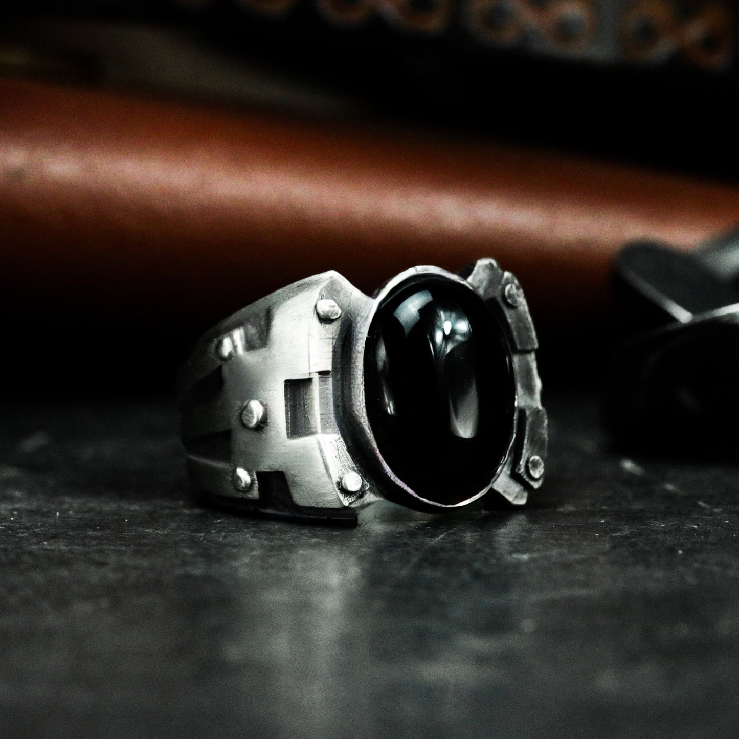 Obsidian Warrior Ring ¨C 925 Sterling Silver Handmade