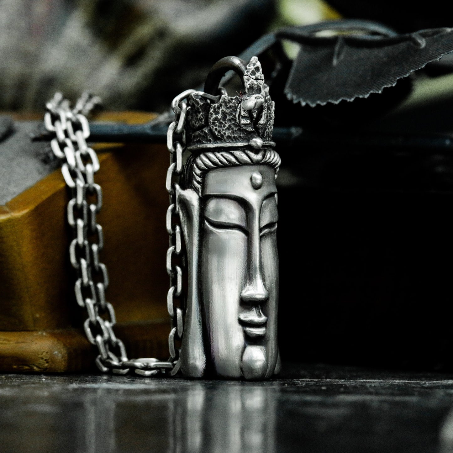 Bodhisattva Head Pendant - 925 Silver Handmade Sacred Serenity