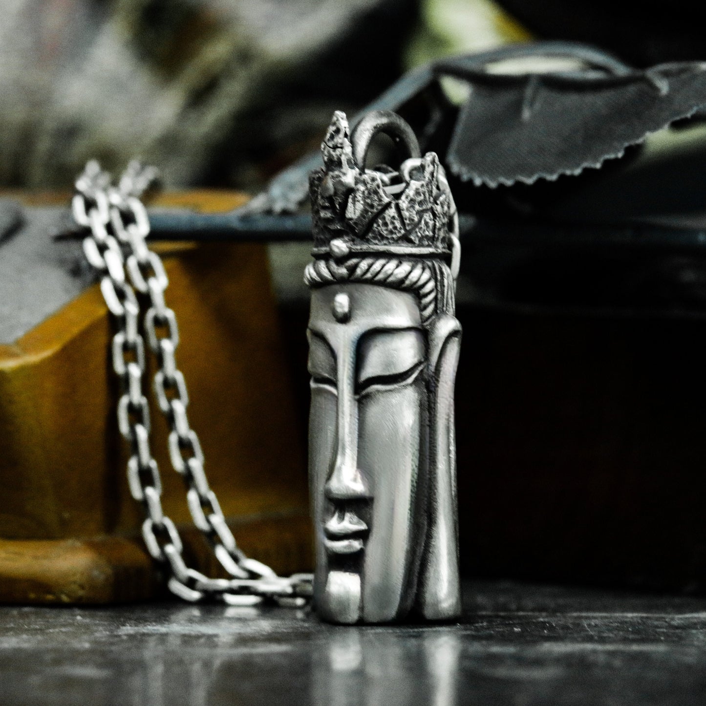 Bodhisattva Head Pendant - 925 Silver Handmade Sacred Serenity