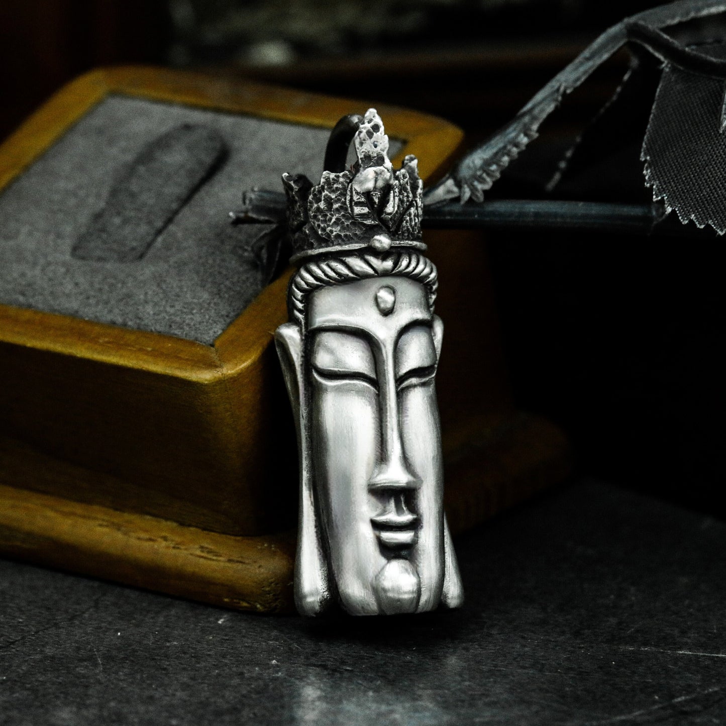 Bodhisattva Head Pendant - 925 Silver Handmade Sacred Serenity