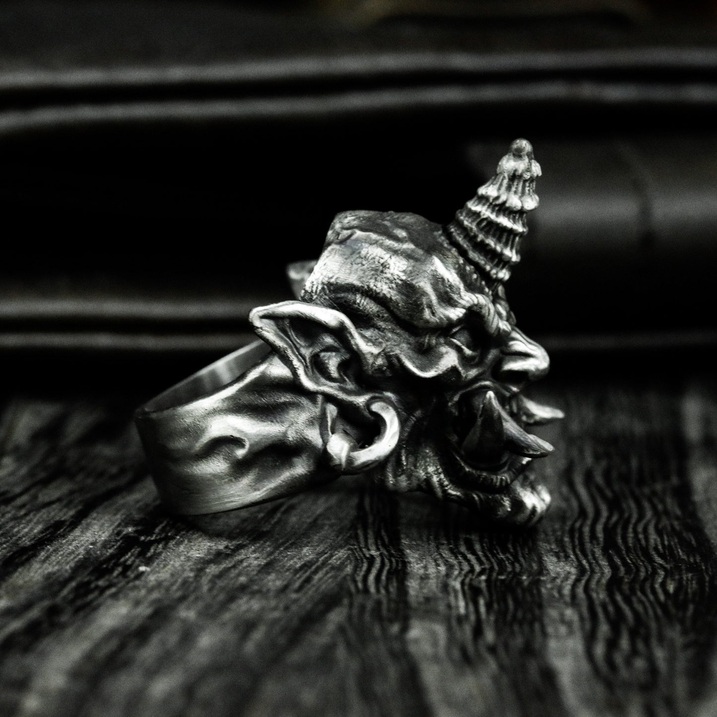 Unicorn Skull Ring with Gothic Twist ¨C 925 Sterling Silver Handmade