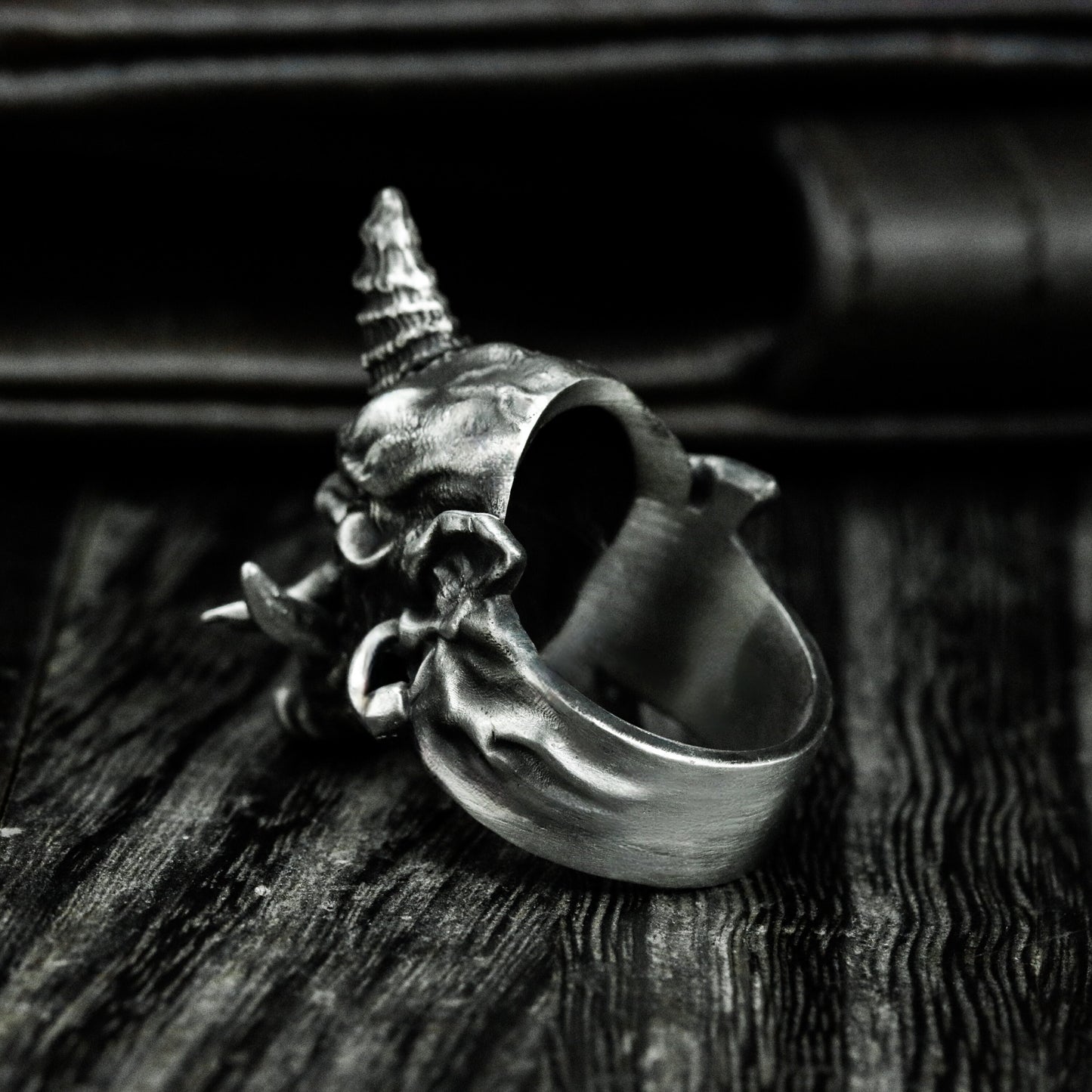 Unicorn Skull Ring with Gothic Twist ¨C 925 Sterling Silver Handmade