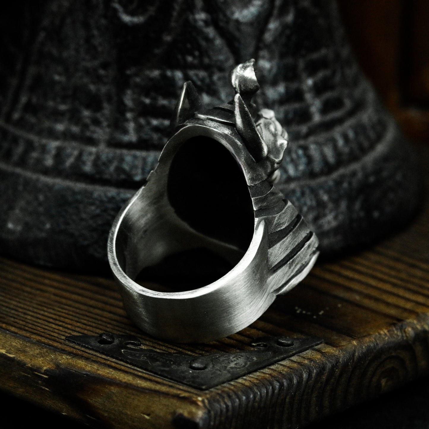 Anubis Ring with Cyber Armor Design - 925 Sterling Silver Handmade