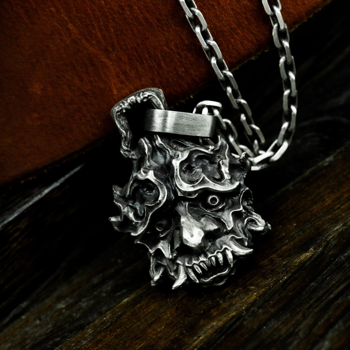 Feral Demon Head Pendant ¨C 925 Silver Handmade
