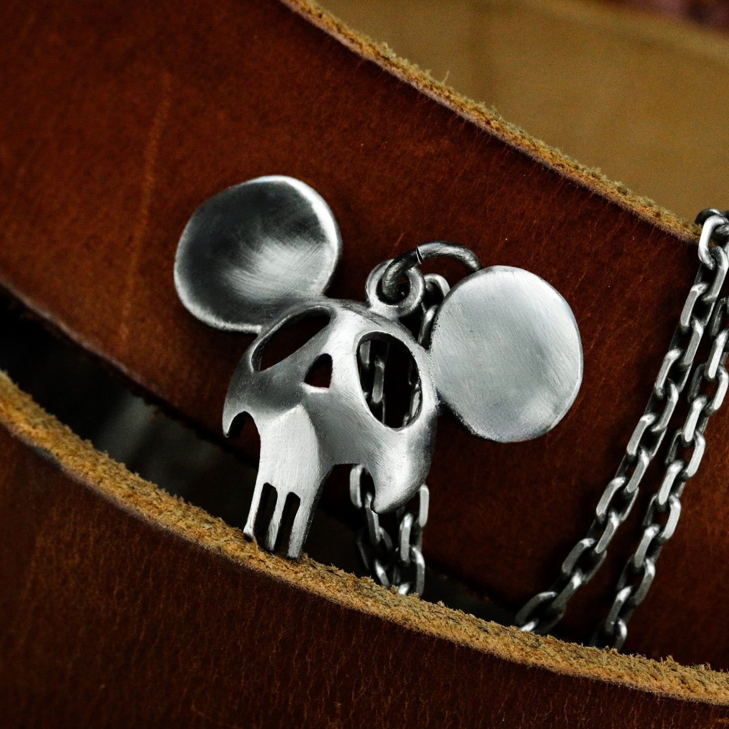 Cartoon Skull Pendant ¨C Handmade 925 Silver Necklace