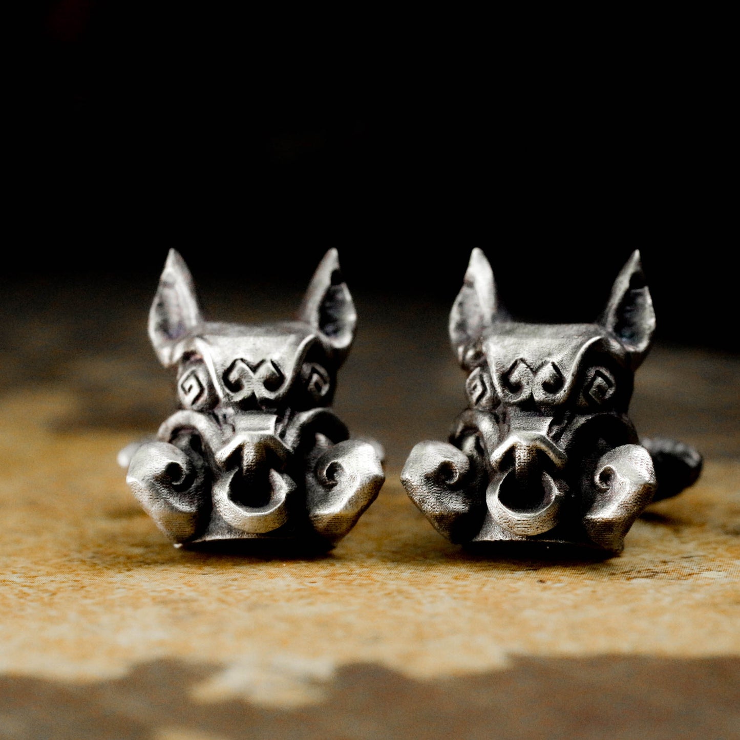Indian Wild Boar Totem Cufflinks - 925 Sterling Silver Handmade