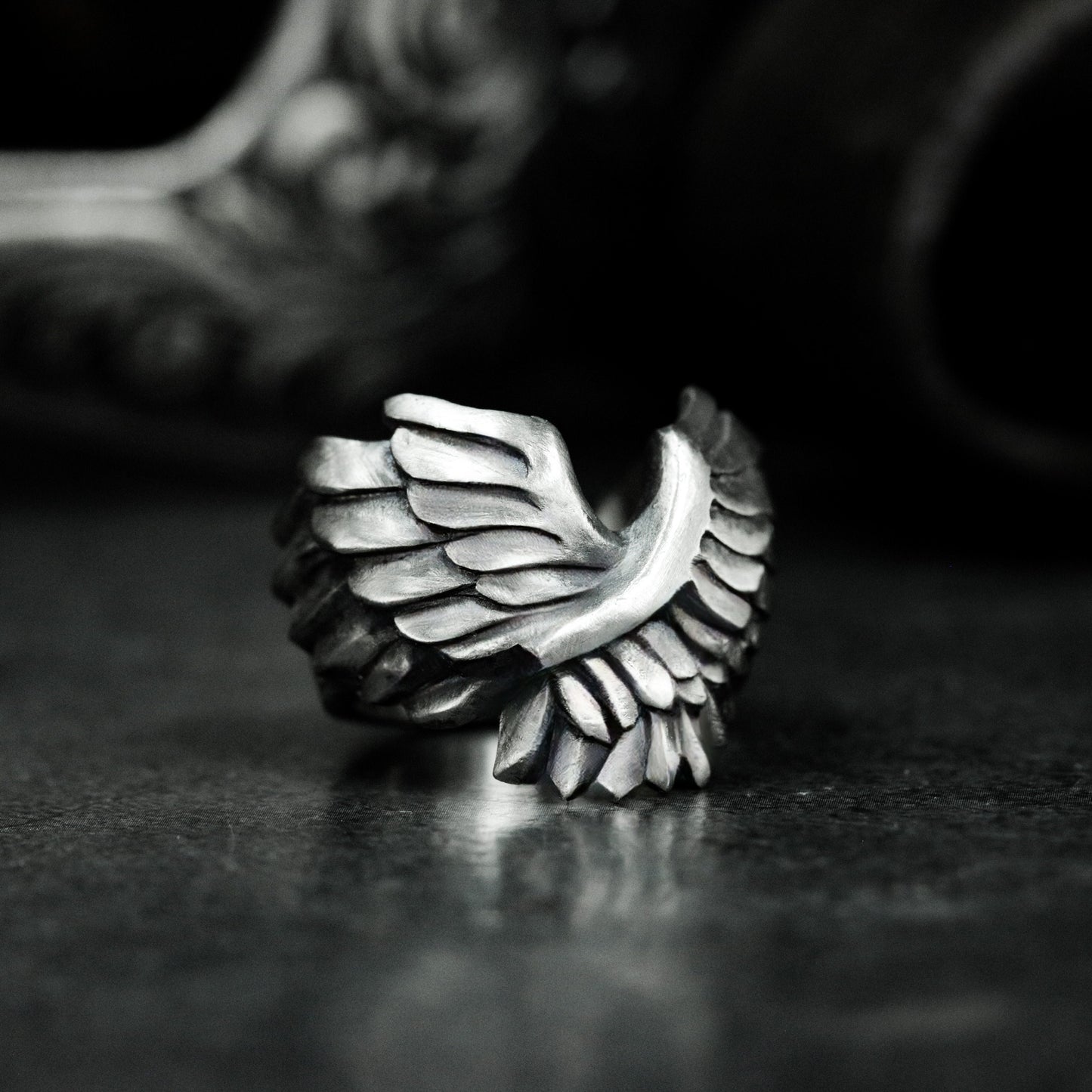Spiral Wing Ring with Uplifted Crest - 925 Sterling Silver Handmade