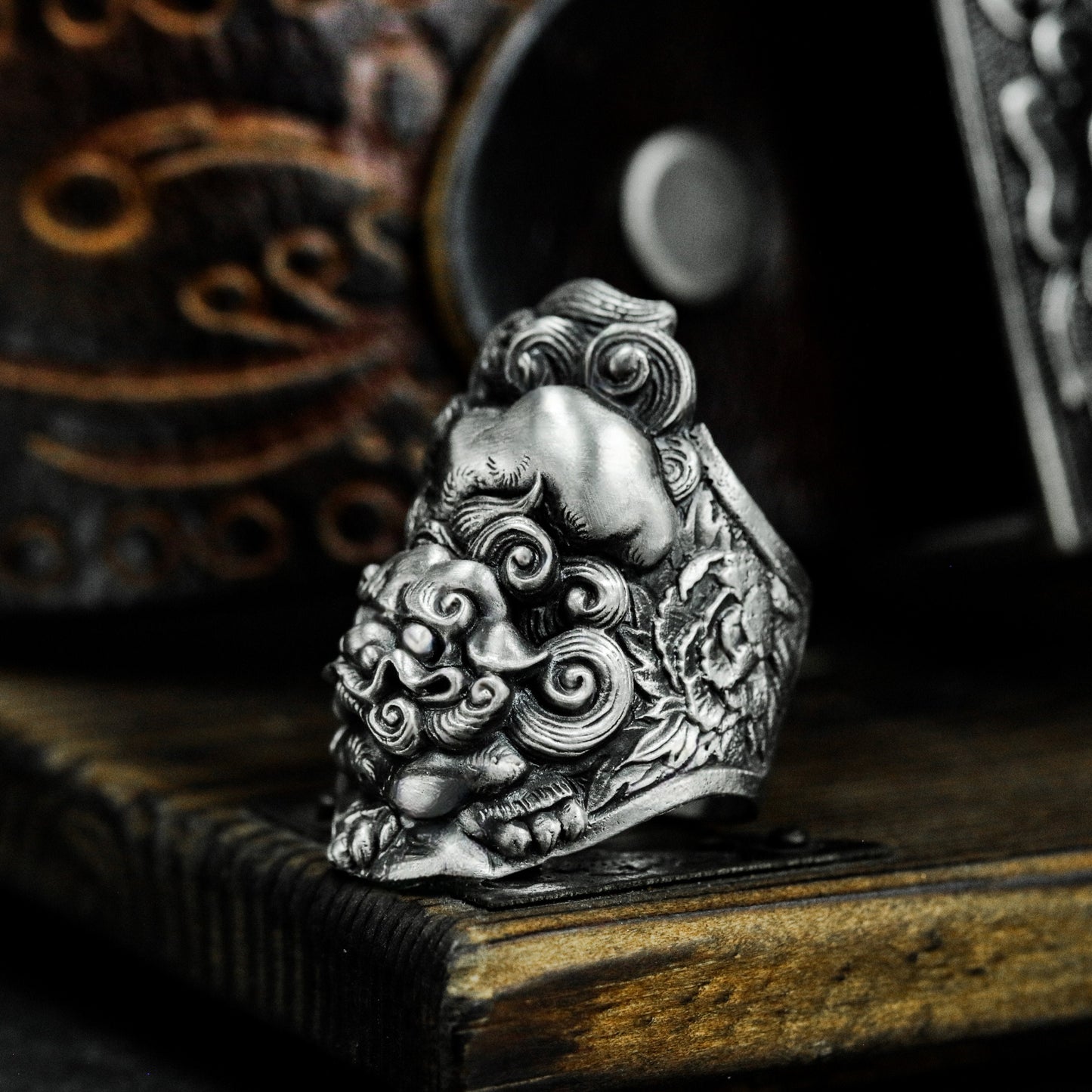 Foo Dog Guardian Ring ¨C 925 Sterling Silver Handmade