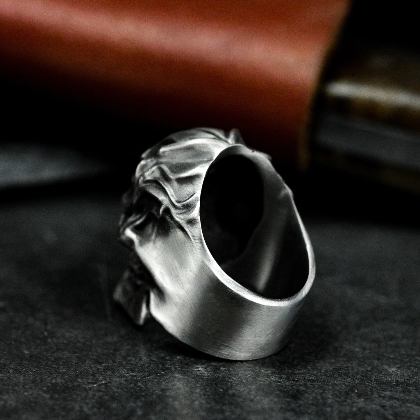Flame Skull Ring ¨C Handmade 925 Silver Burning Bone Band