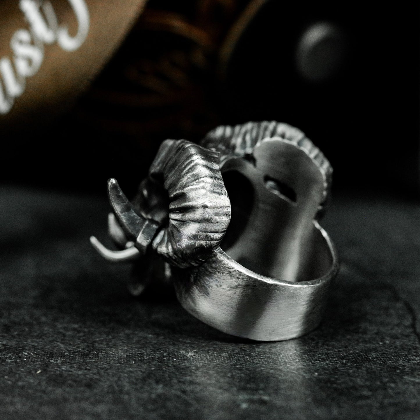 Double-Horned Demon Skull Ring ¨C 925 Sterling Silver Handmade