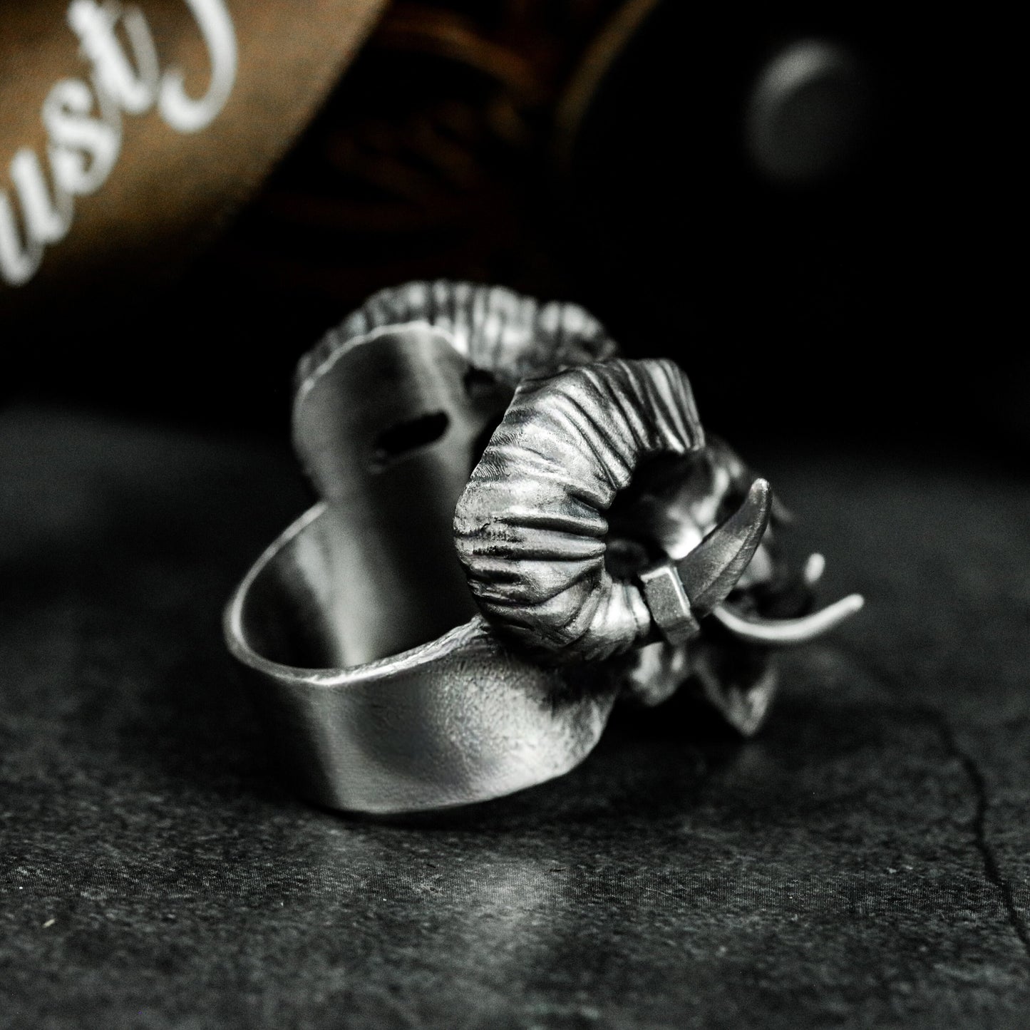 Double-Horned Demon Skull Ring ¨C 925 Sterling Silver Handmade