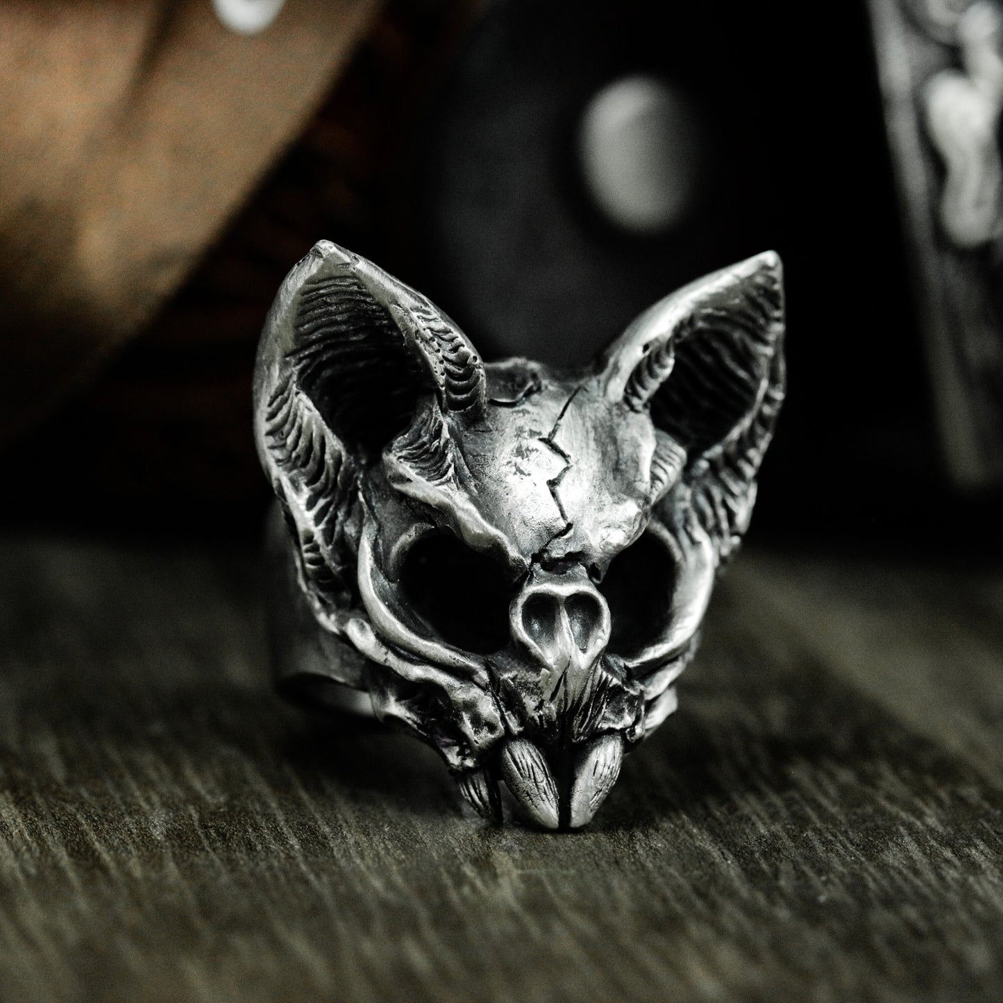 Cat Skull Ring - 925 Silver Handmade