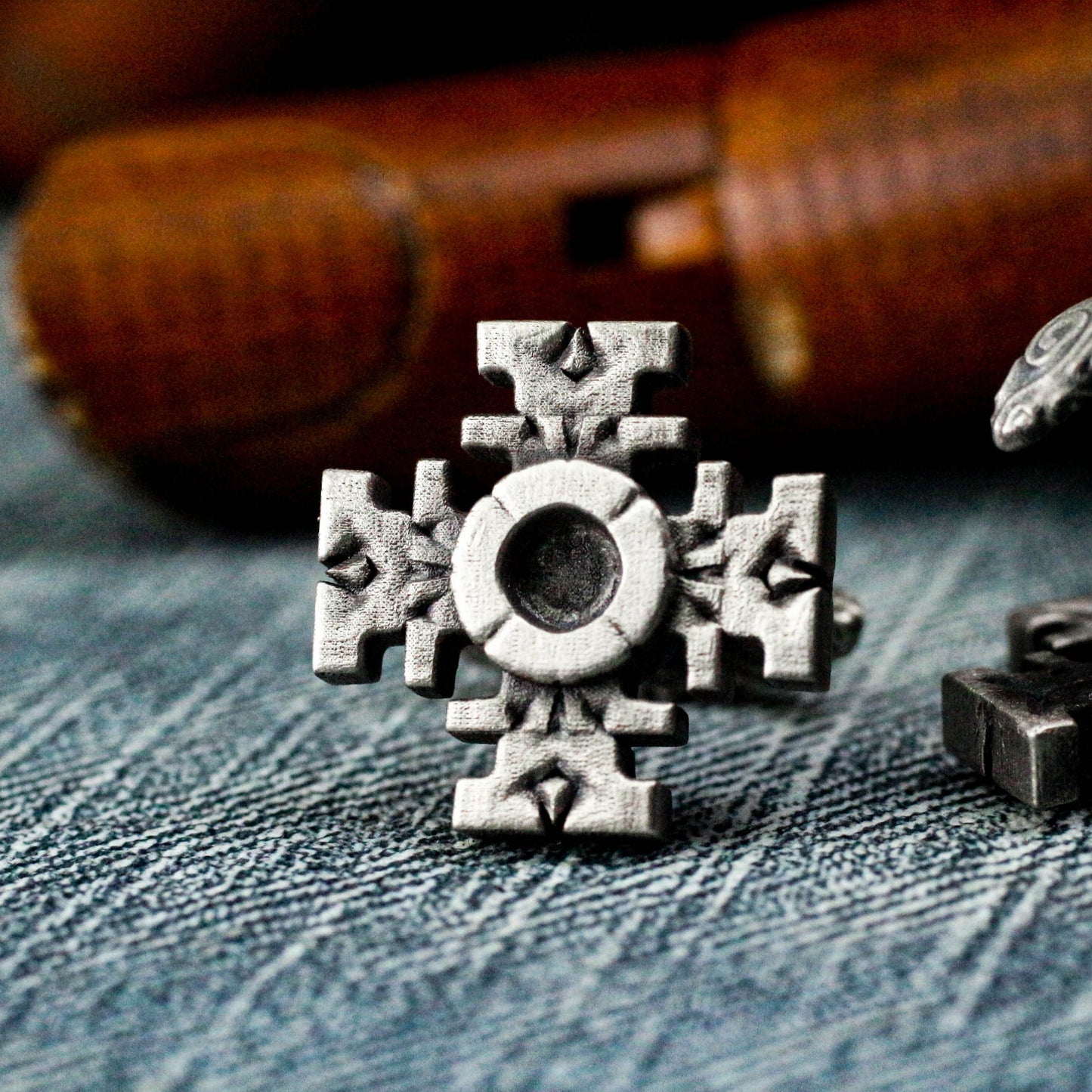 Gothic Cross Badge Cufflinks - 925 Silver Handmade