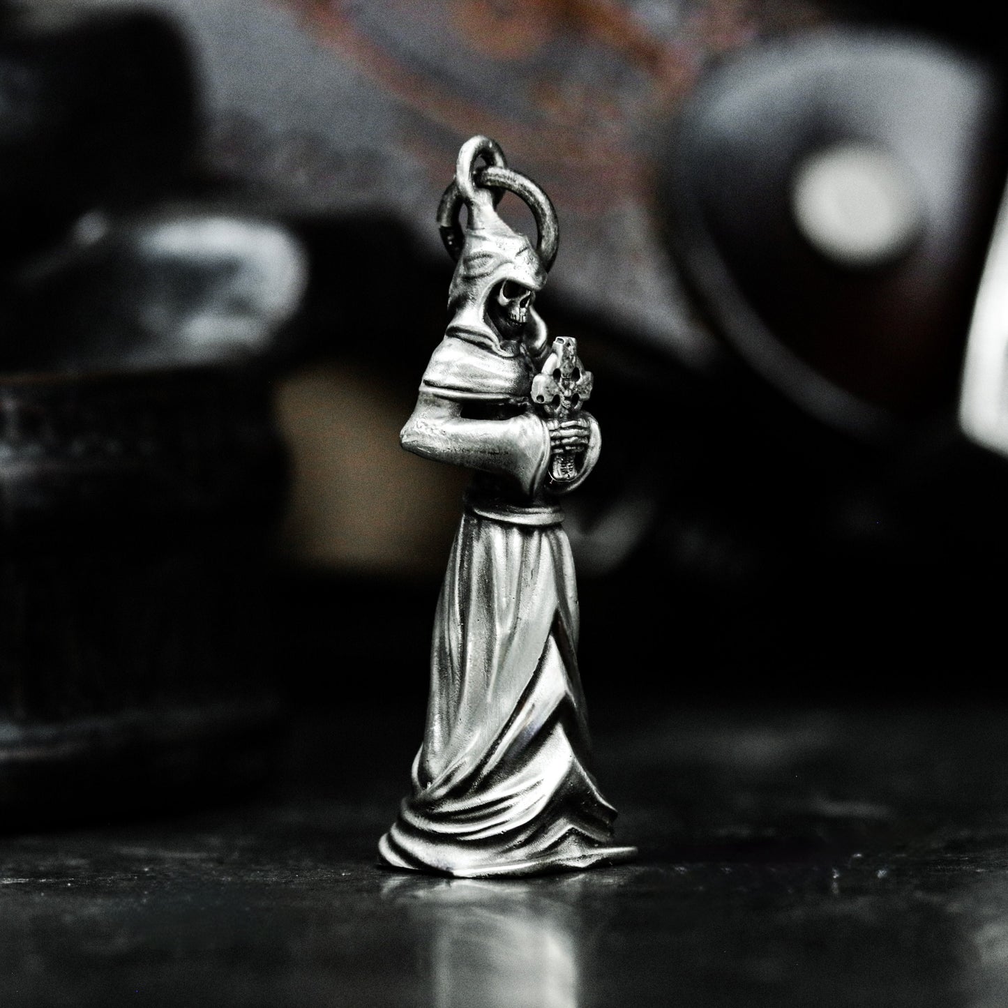 Standing Grim Reaper Pendant ¨C 925 Sterling Silver Handmade