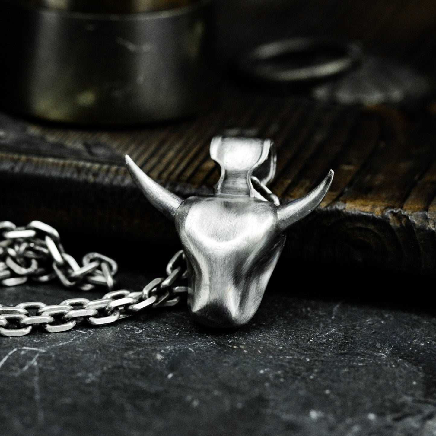 Minimal Bull Pendant - 925 Silver Handmade Clean Form