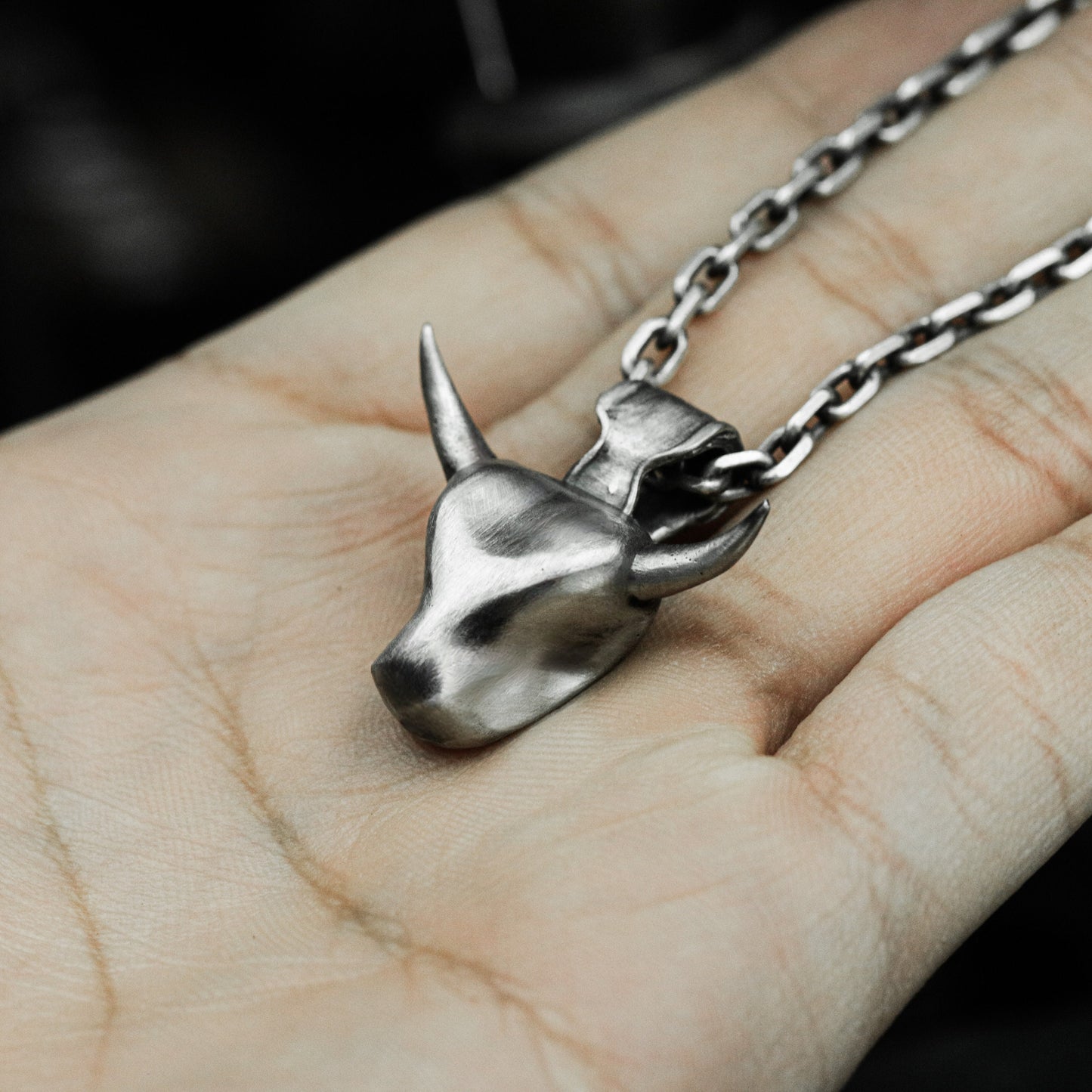 Minimal Bull Pendant - 925 Silver Handmade Clean Form