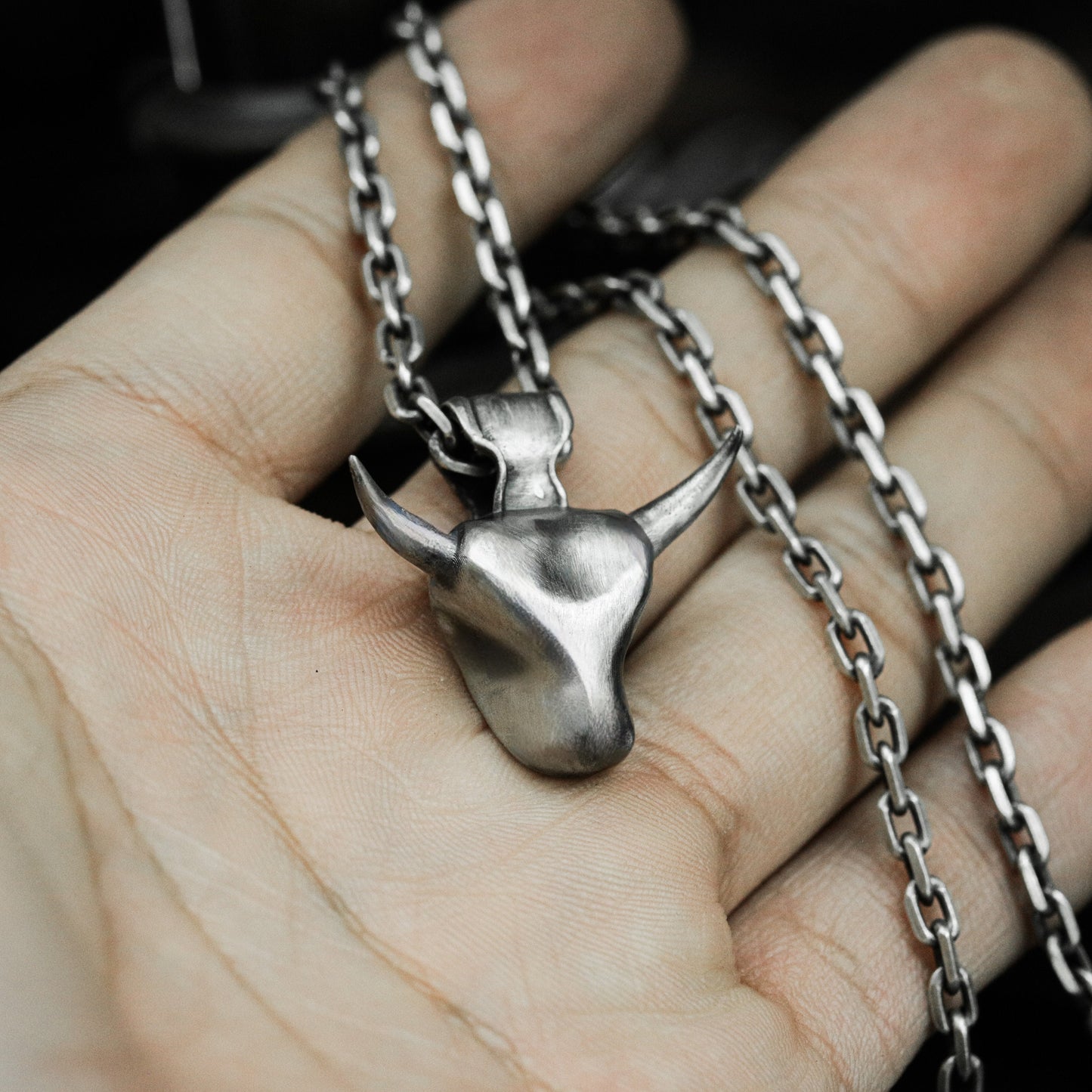 Minimal Bull Pendant - 925 Silver Handmade Clean Form