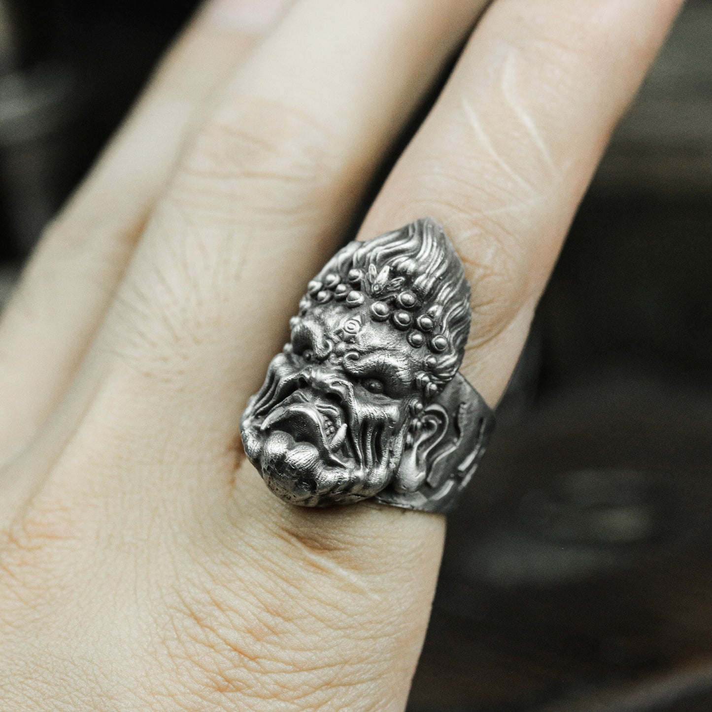 Wrathful God Ring ¨C 925 Silver Handmade