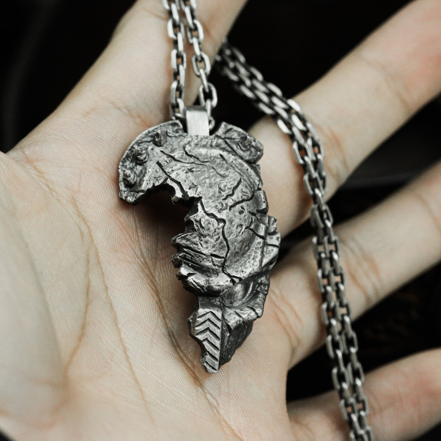 Cracked Statue Pendant - 925 Silver Handmade Worn Elegance
