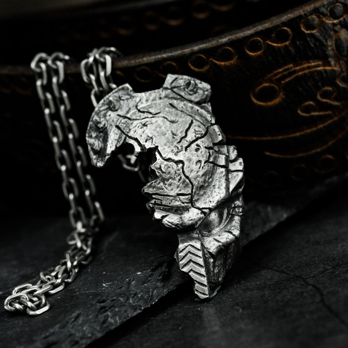 Cracked Statue Pendant - 925 Silver Handmade Worn Elegance