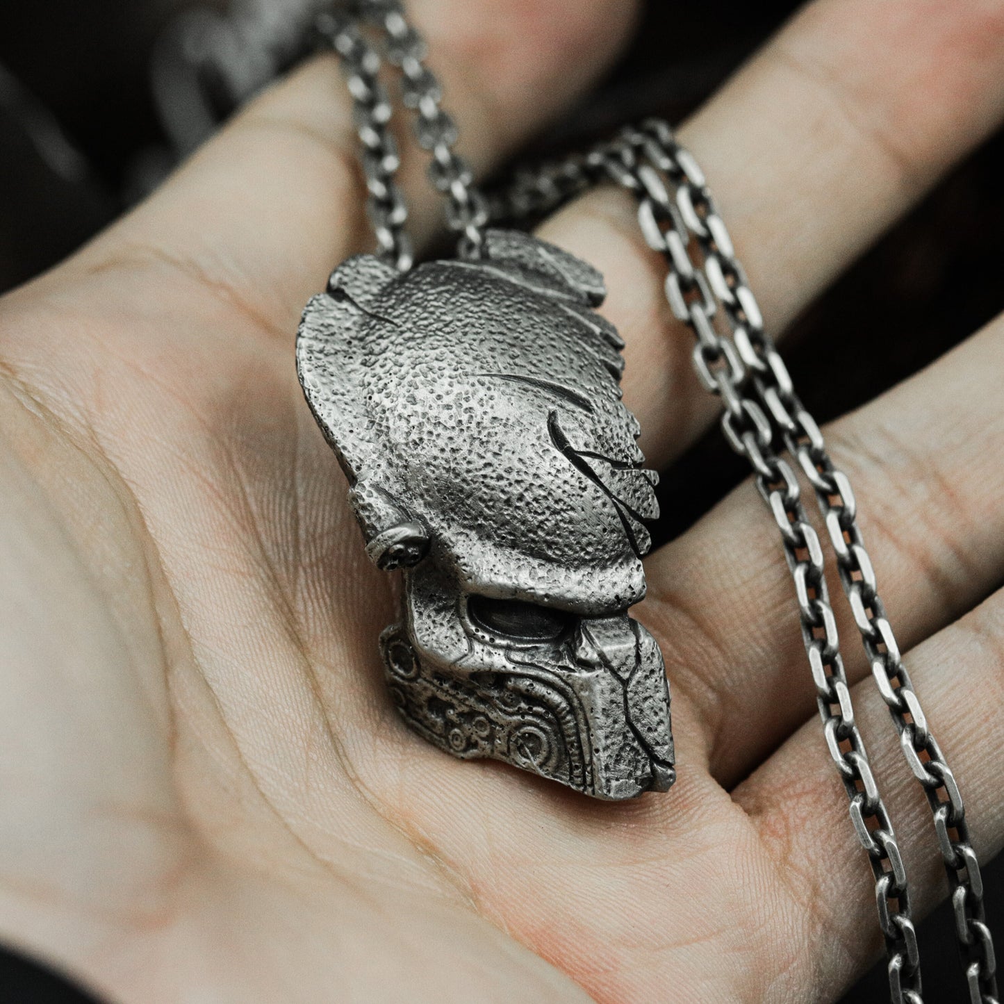Fractured Skull Pendant - 925 Silver Handmade Death Relic