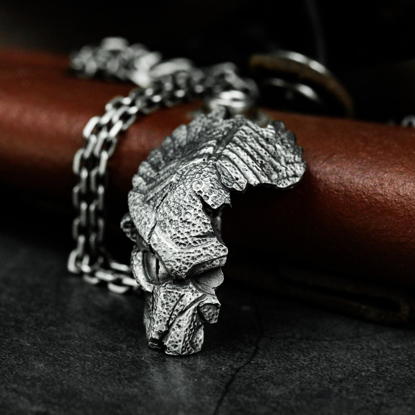 Broken Warrior Helmet Pendant - 925 Silver Handmade Battle Relic