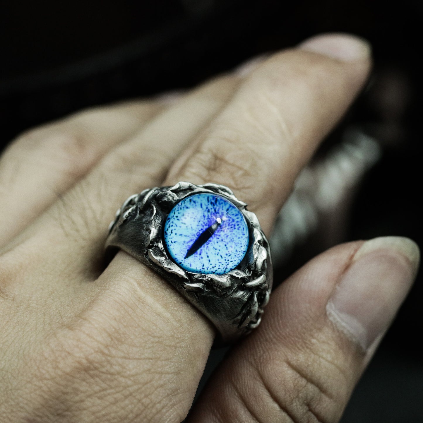 Blue Eye Stone Ring ¨C 925 Silver Handmade