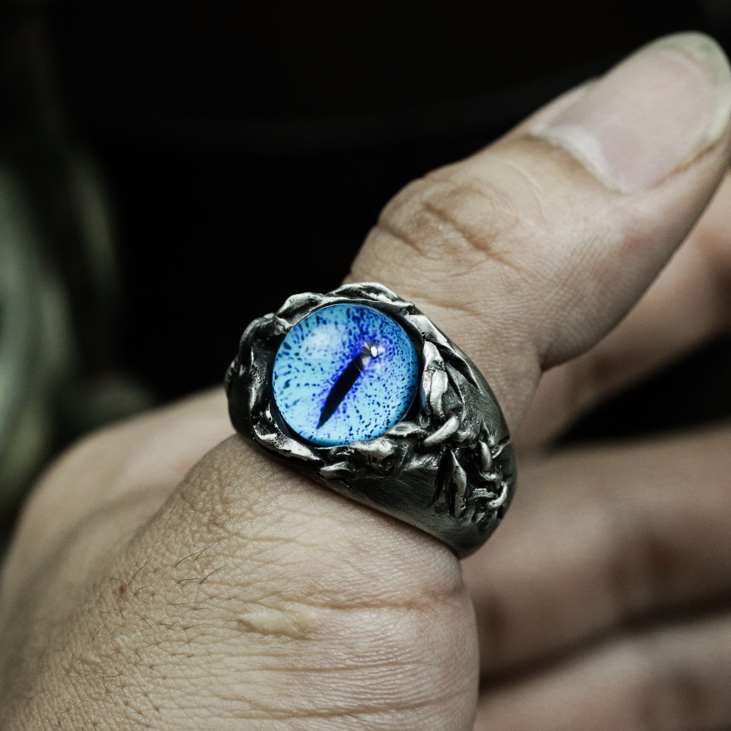 Blue Eye Stone Ring ¨C 925 Silver Handmade