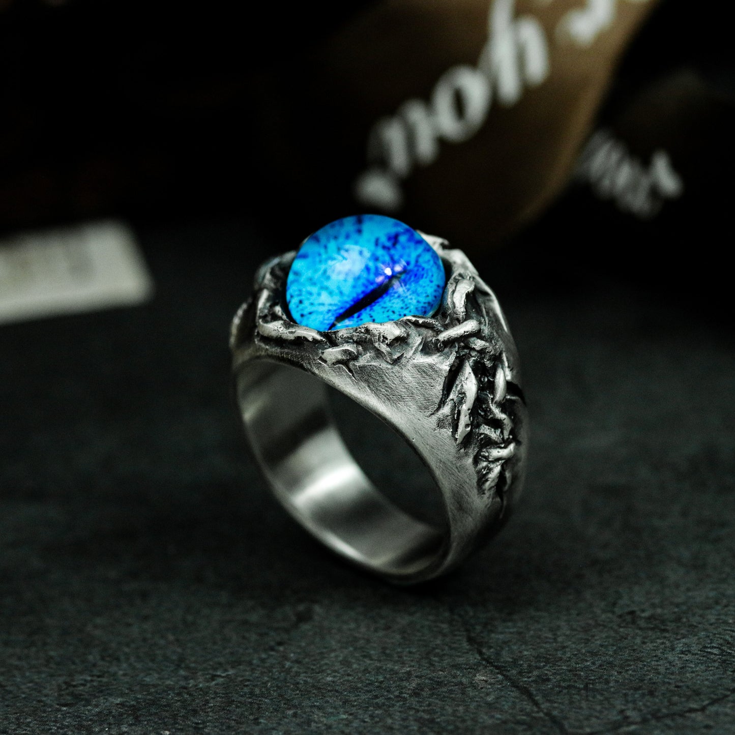 Blue Eye Stone Ring ¨C 925 Silver Handmade
