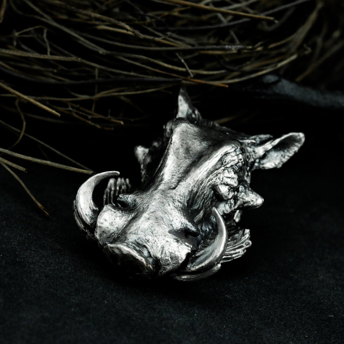 Boar Head Pendant - 925 Silver Handmade Wild Beast Totem