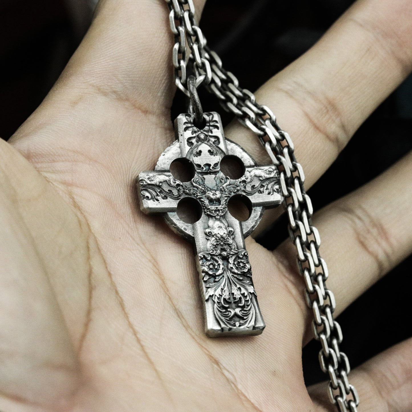 Celtic Cross Pendant - 925 Silver Handmade Gothic Relic