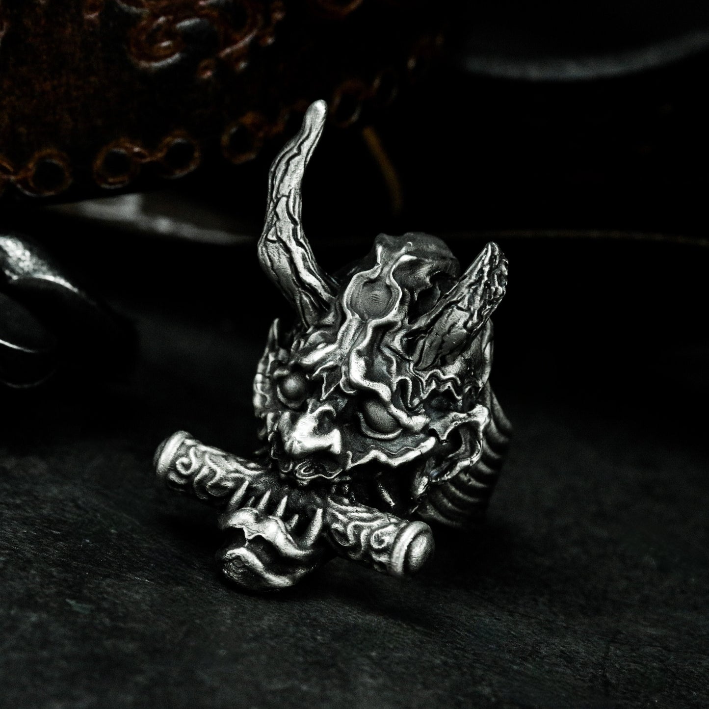 Hannya & Sutra Banner Ring ¨C 925 Silver Handmade