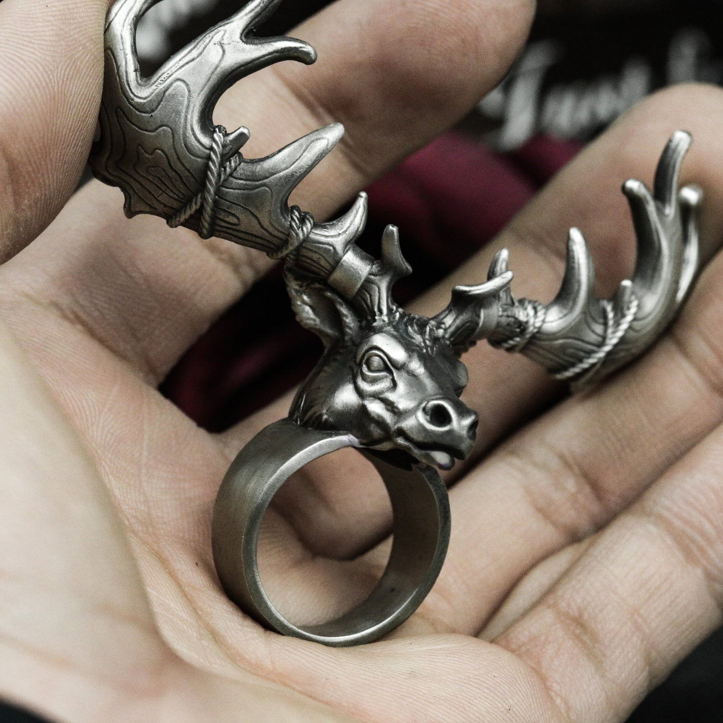 Antler Beast Ring ¨C Handmade 925 Silver Forest Guardian Band