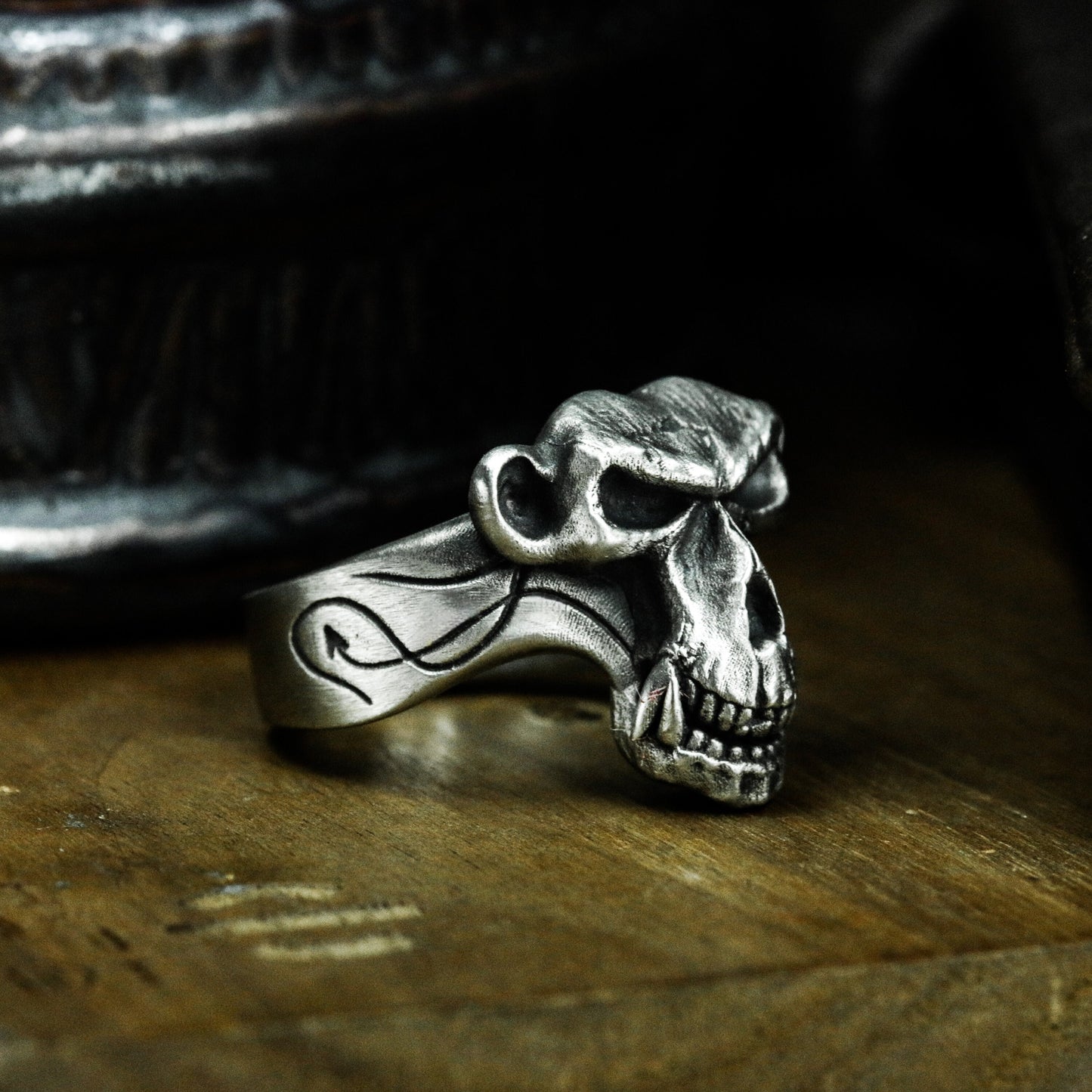 Orangutan Skull Ring - 925 Silver Handmade