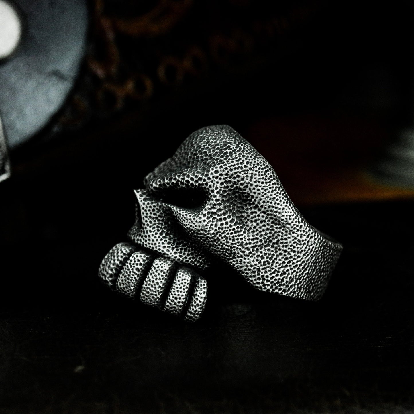 Rough Texture Skull Ring - 925 Silver Handmade