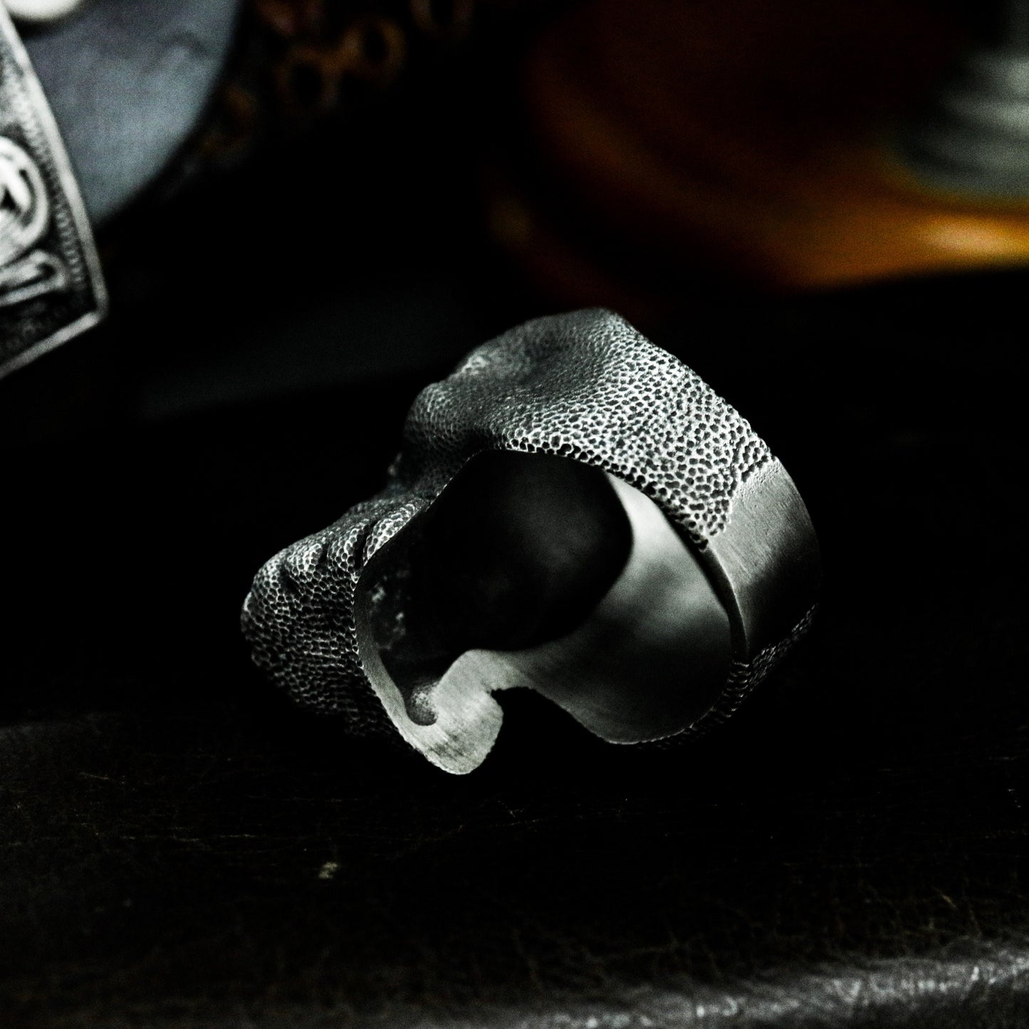 Rough Texture Skull Ring - 925 Silver Handmade