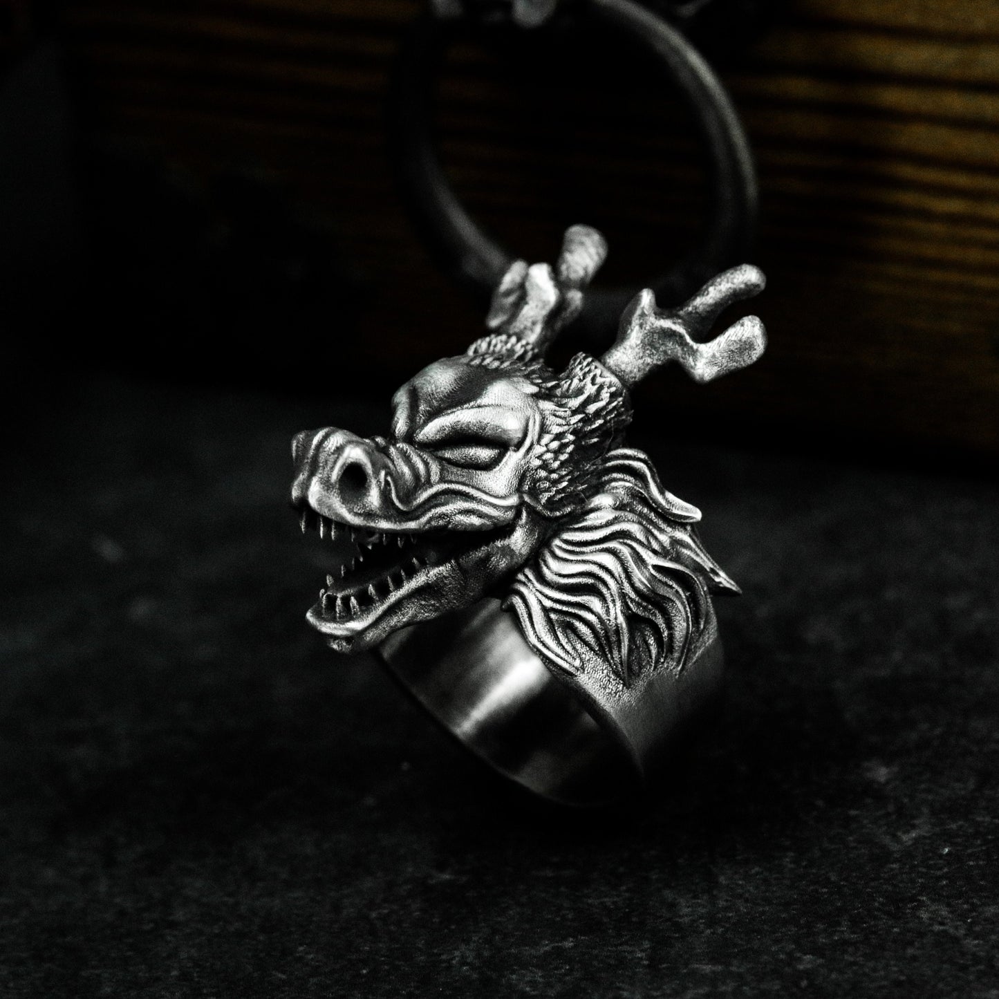 Dragon Horns Ring ¨C Handmade 925 Silver Oriental Myth Beast Band