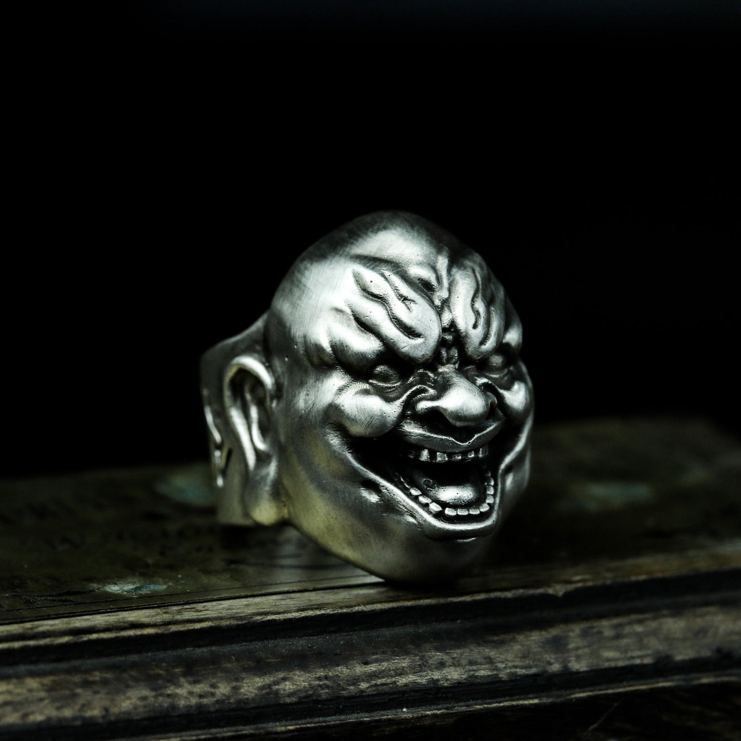 Wicked Buddha Ring ¨C Handmade 925 Silver Gothic Smile Buddha Band