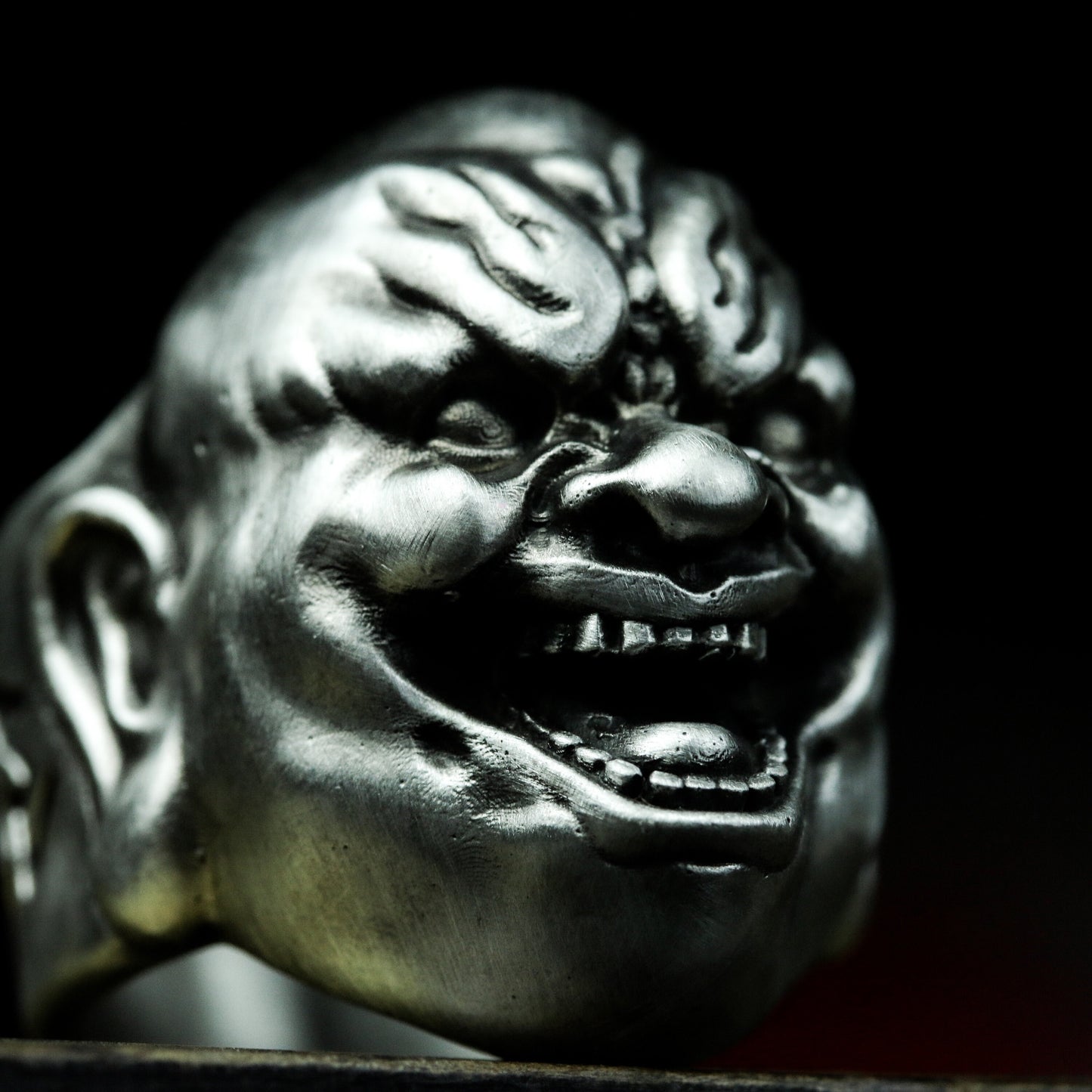 Wicked Buddha Ring ¨C Handmade 925 Silver Gothic Smile Buddha Band