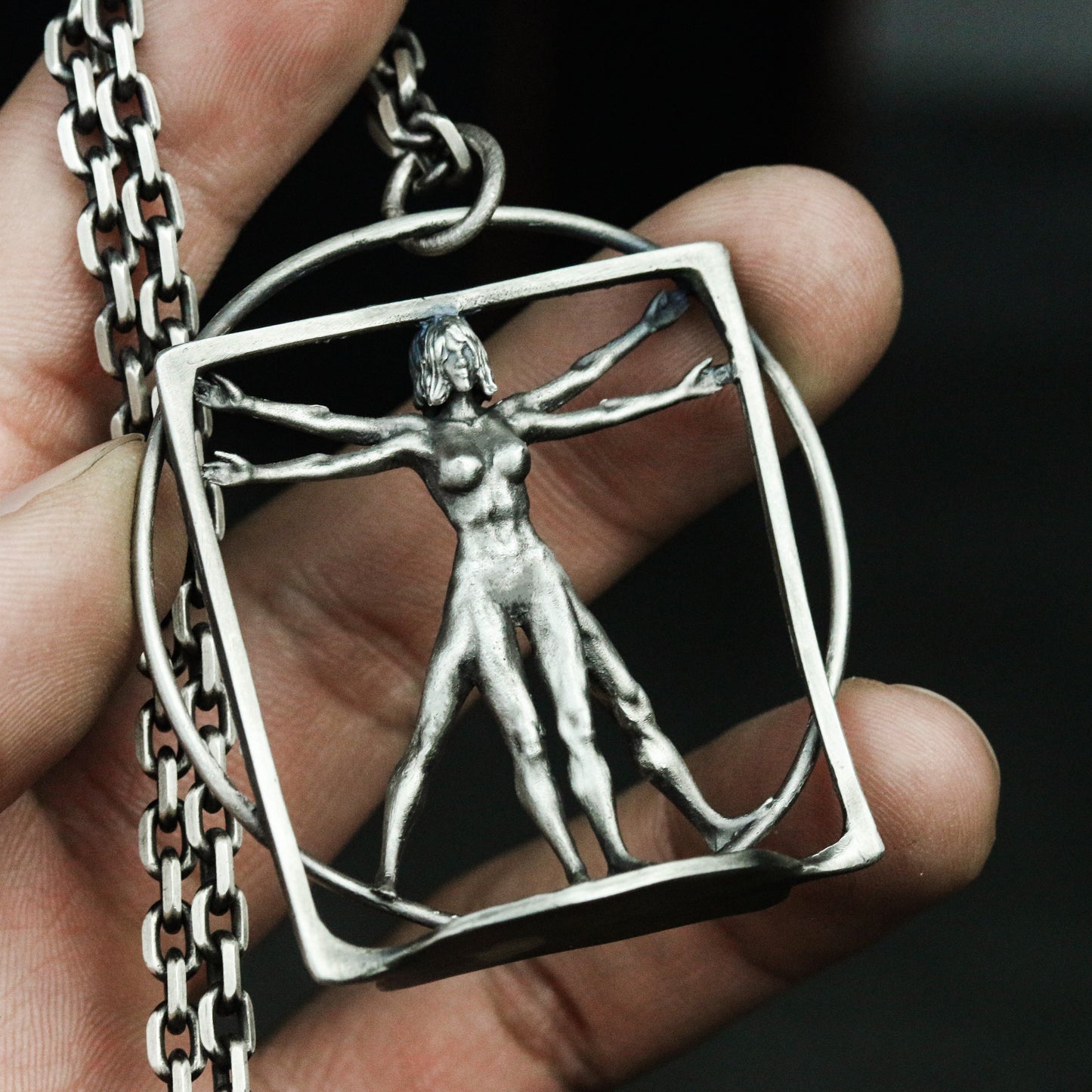 Vitruvian Man Pendant ¨C 925 Sterling Silver Handmade