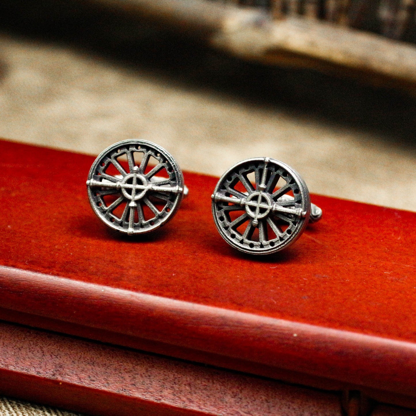 Simple Cross Hollowed Out Totem Cufflinks - Handmade 925 Silver