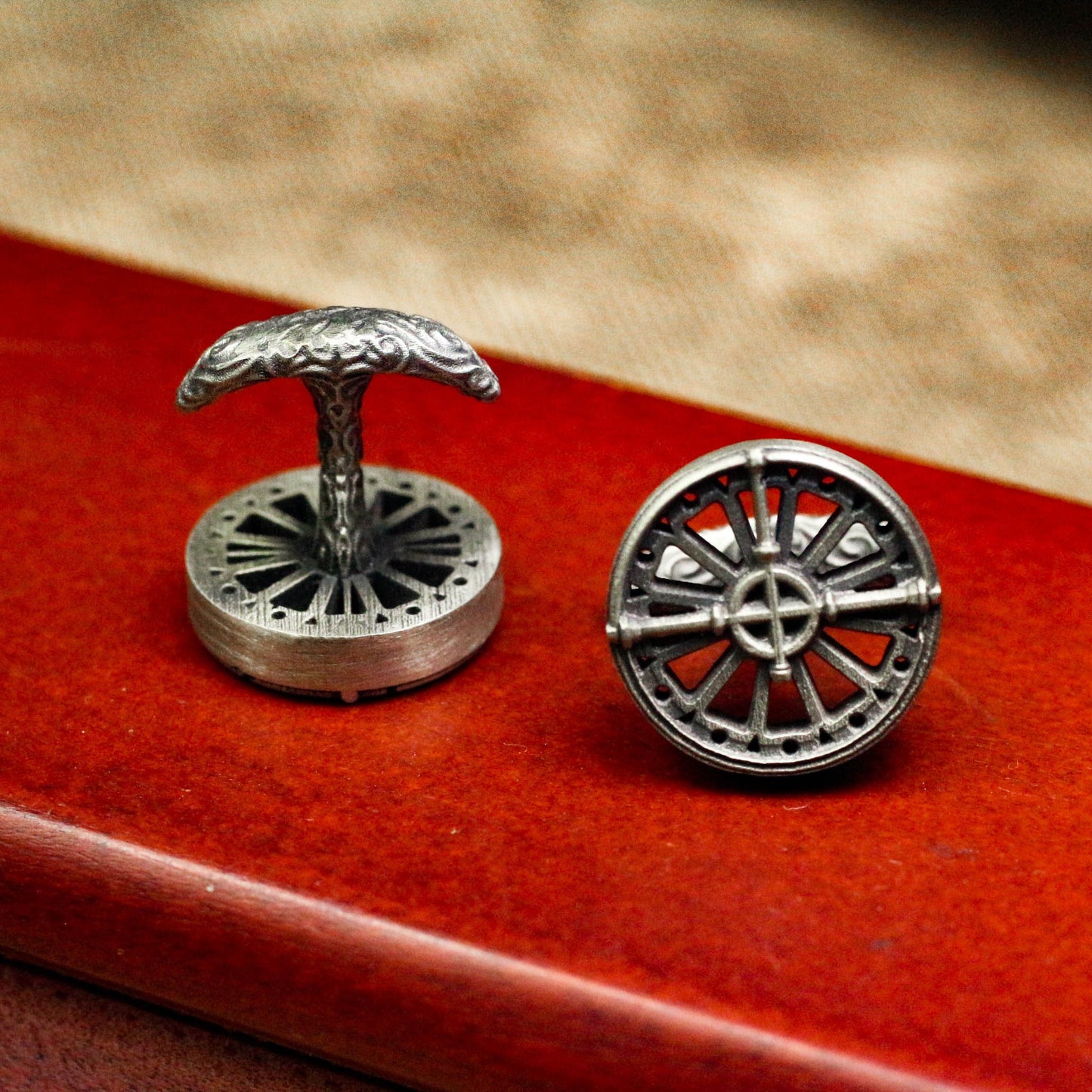Simple Cross Hollowed Out Totem Cufflinks - Handmade 925 Silver
