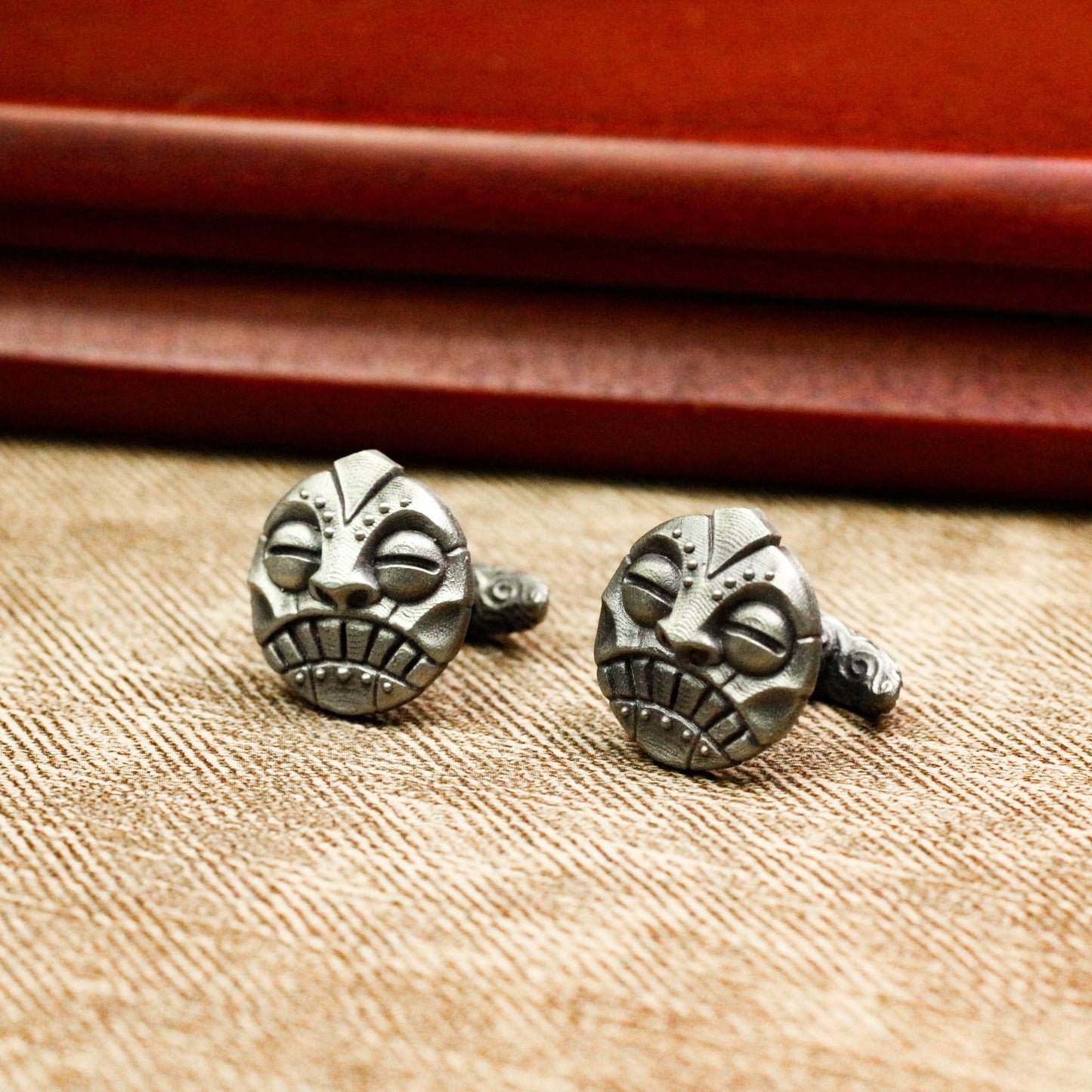 Mayan Portrait Totem Cufflinks, Sacred Blessing - 925 Sterling Silver Handmade
