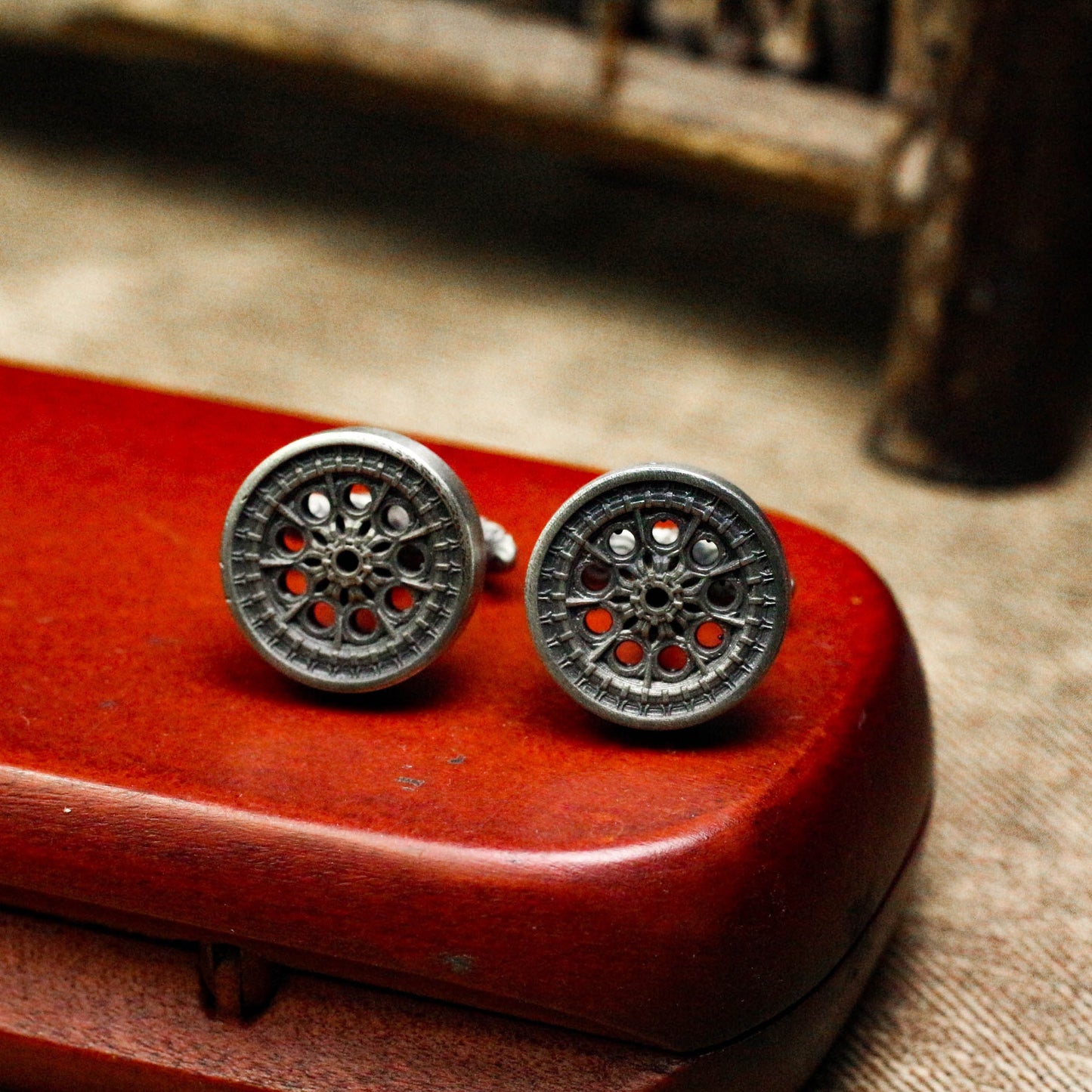 Floral Totem Cufflinks - 925 Sterling Silver Handmade