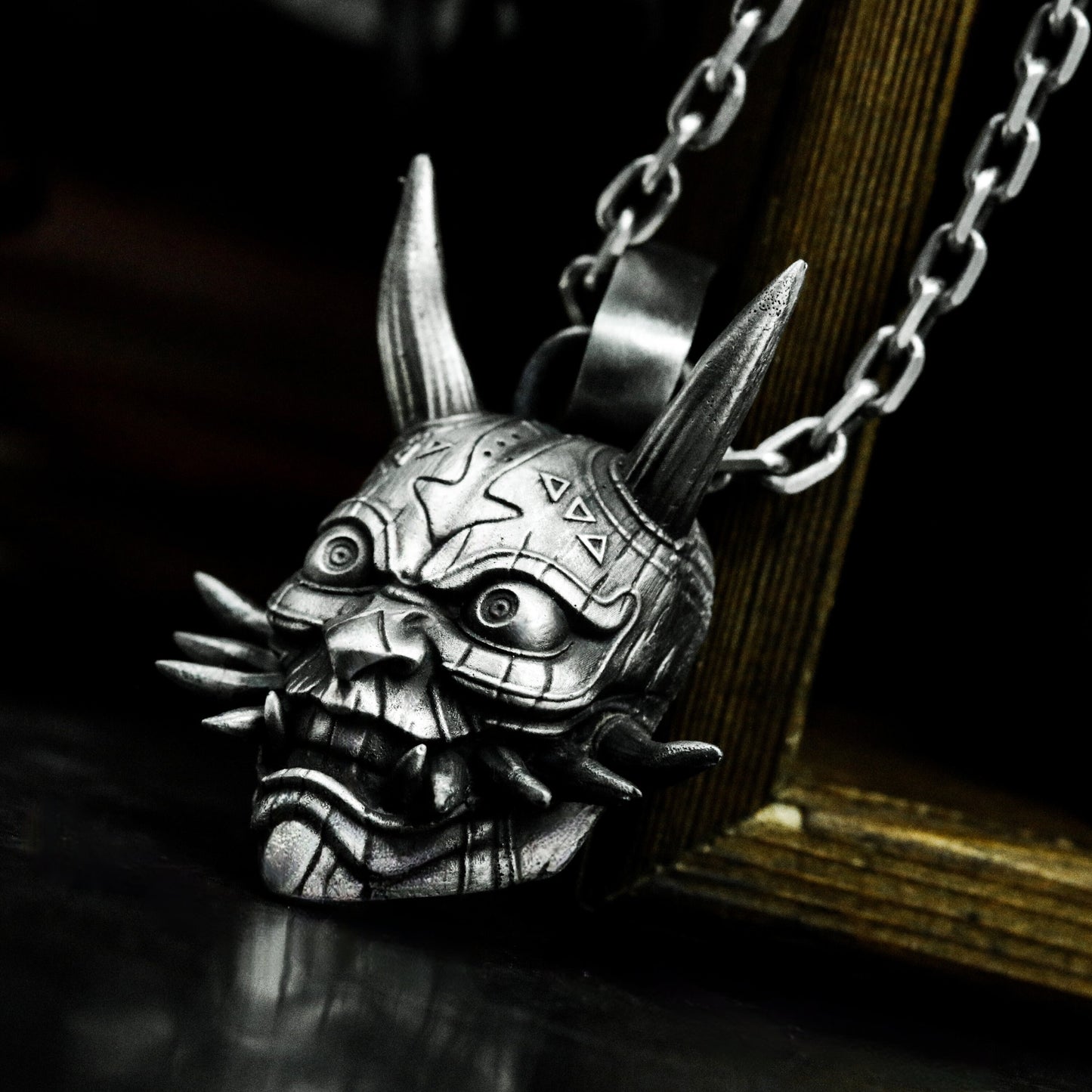 Japanese Evil Spirit Pendant ¨C Handmade 925 Silver Yokai Skull Necklace