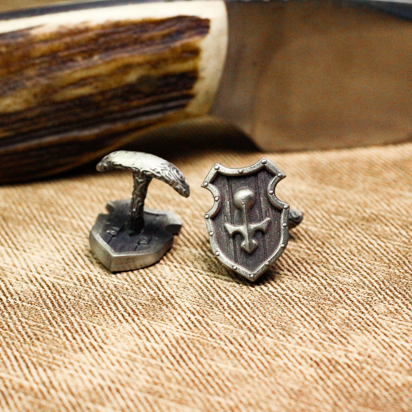 Shield Cufflinks - Handmade 925 Silver Pirate Anchor Design