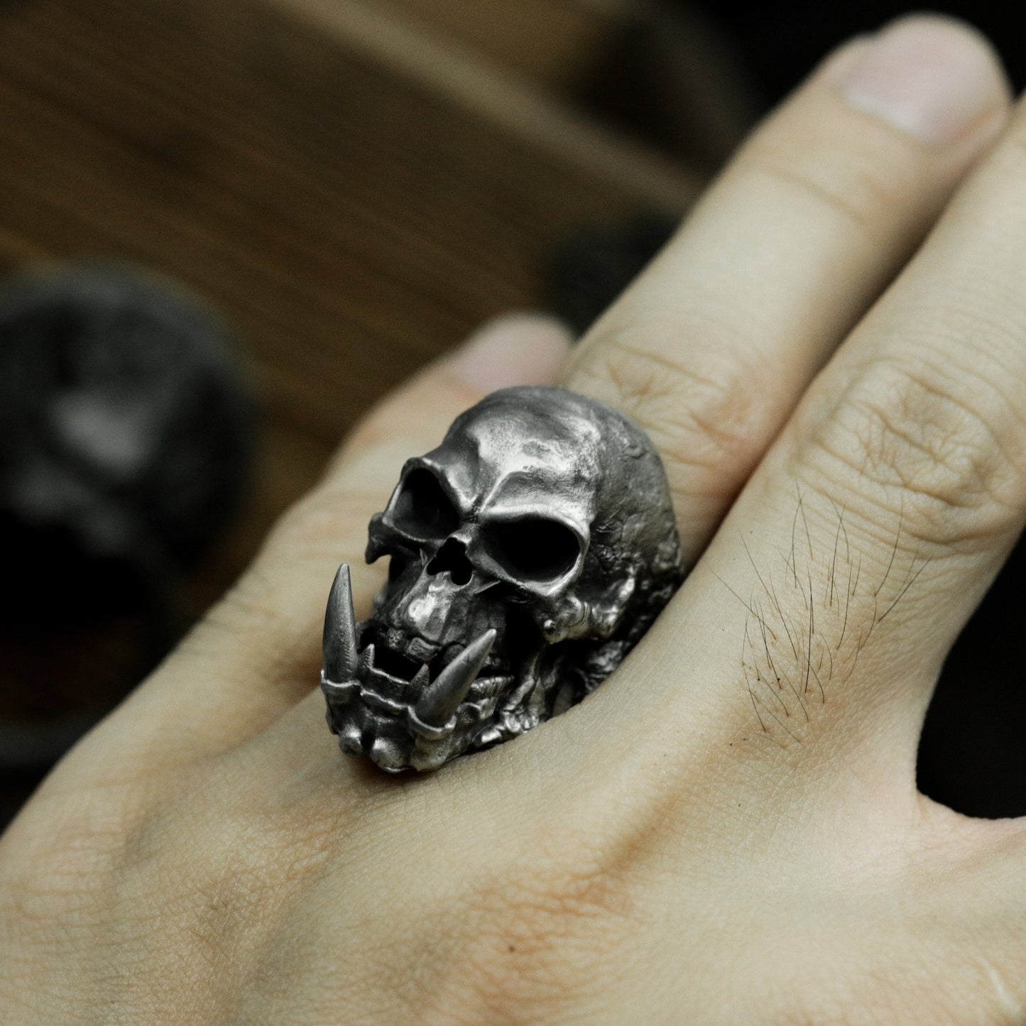 Fangs Skull Ring - 925 Silver Handmade