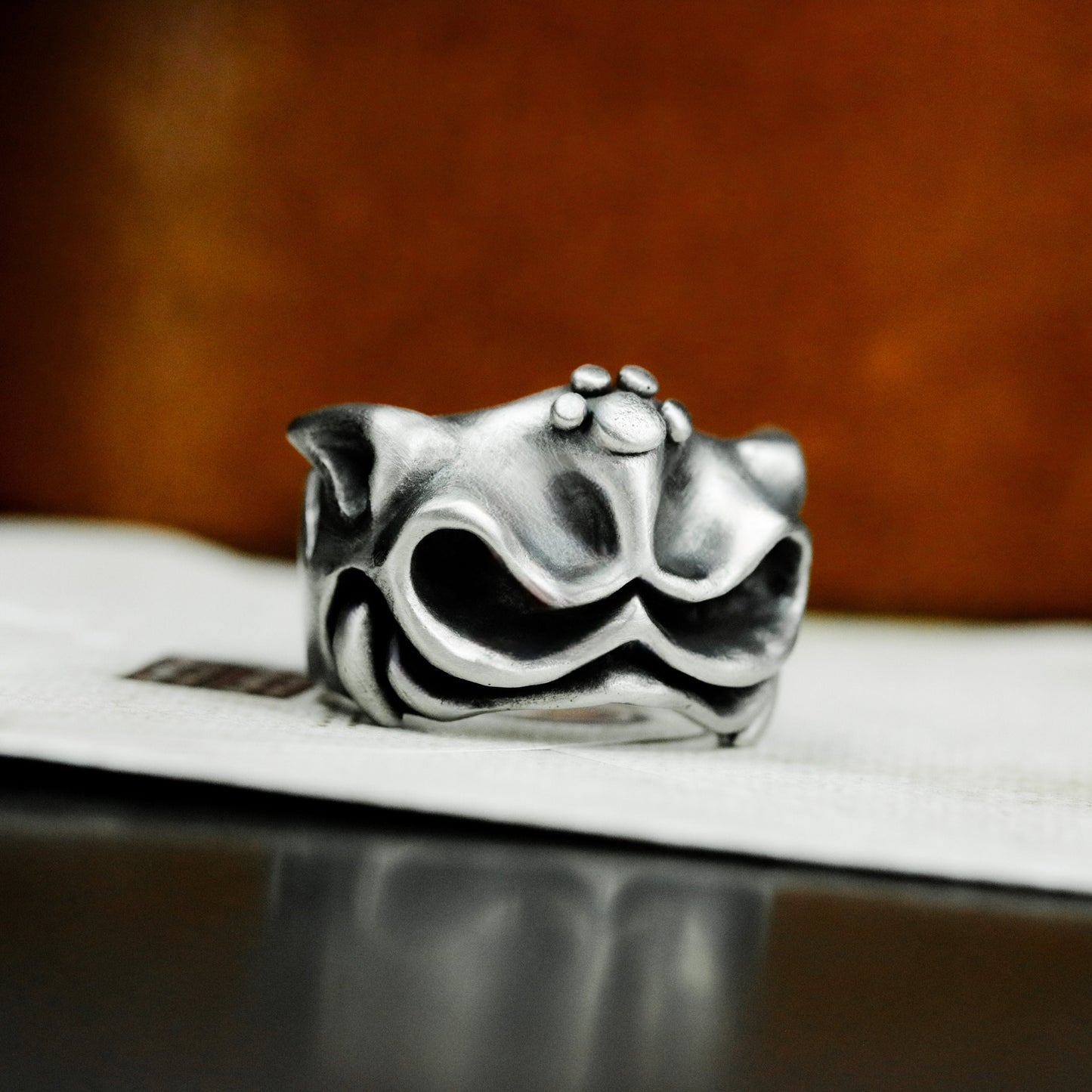 Shy Cat Ring - 925 Silver Handmade Playful Face