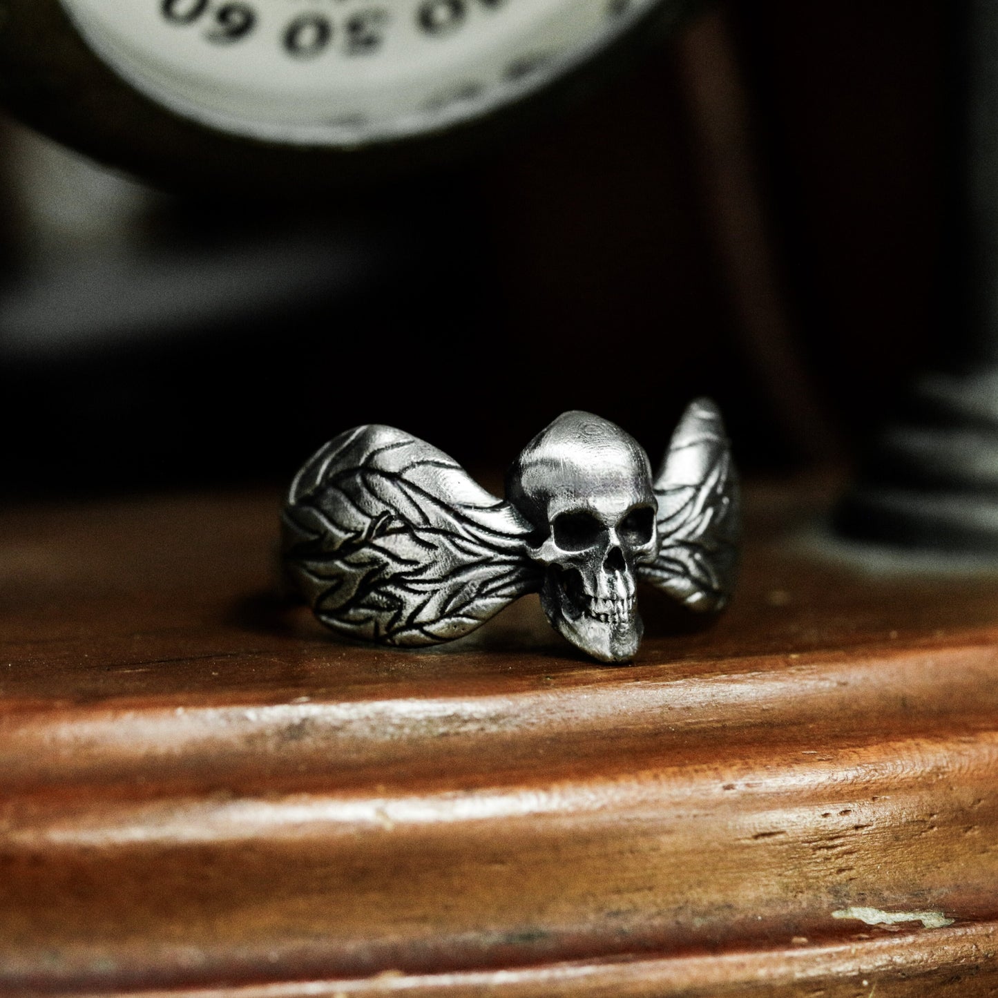 Winged Skull Gothic Ring - 925 Silver Handmade